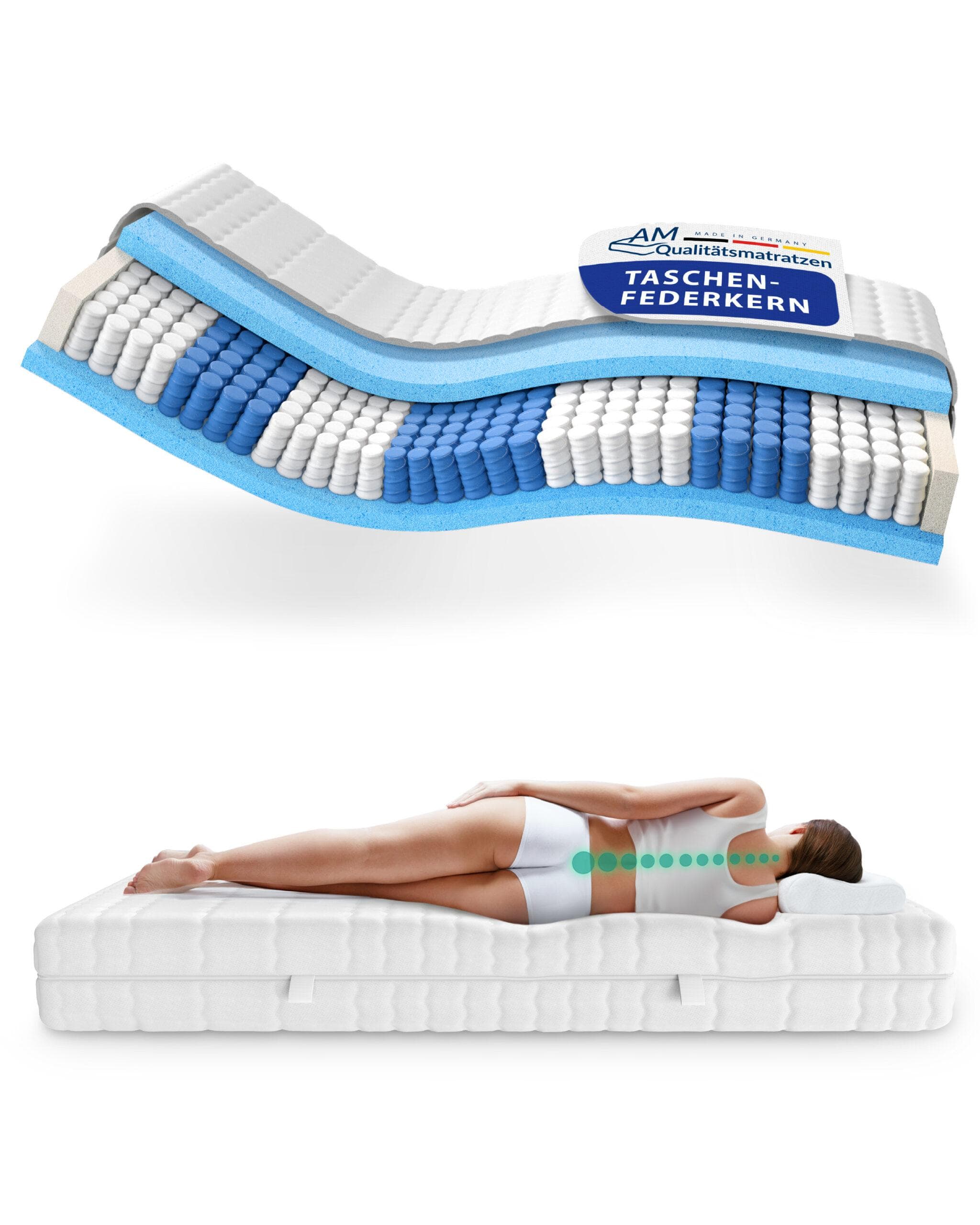 AM Qualitätsmatratzen: Orthopädische Tonnentaschenfederkernmatratze 7-Zonen