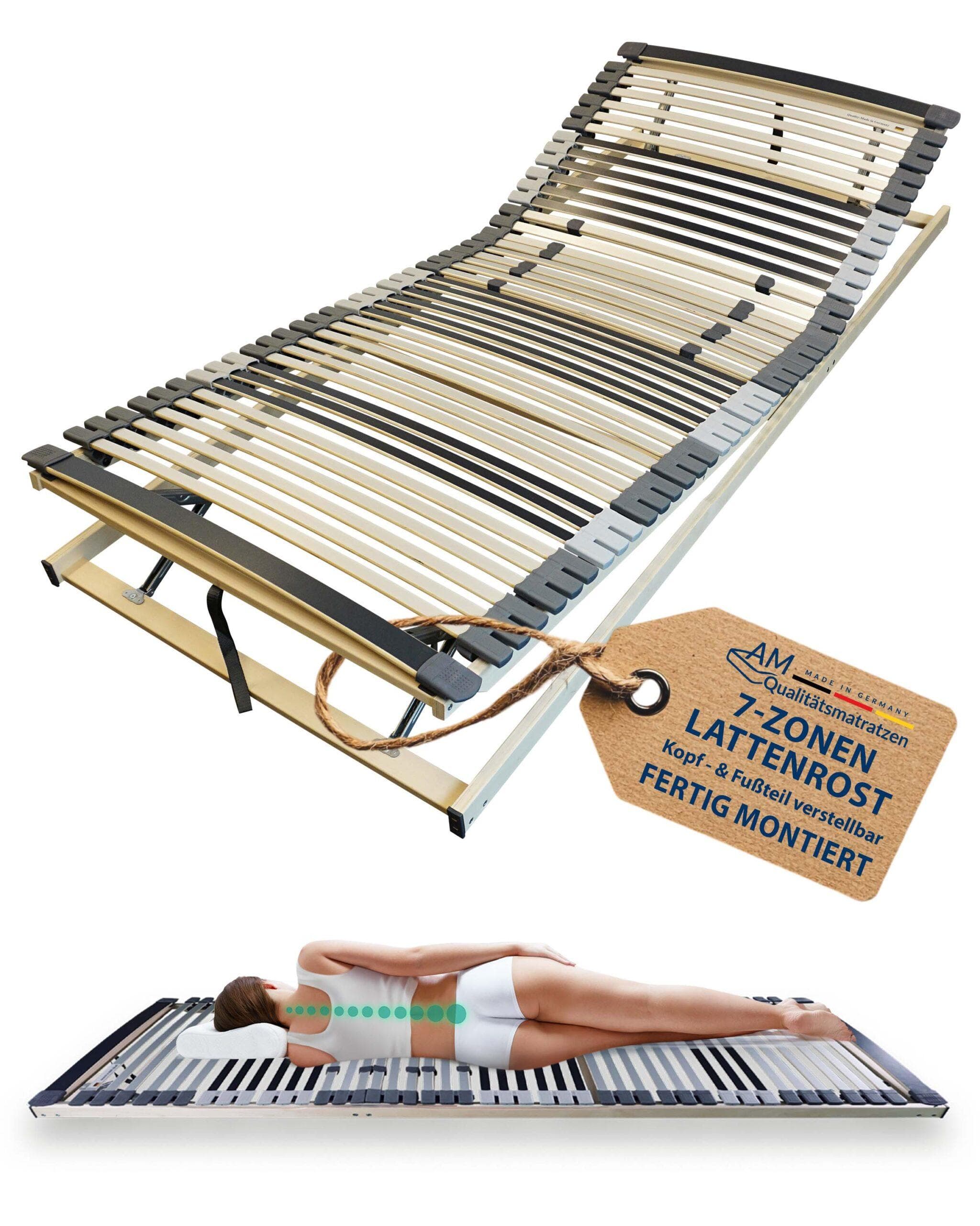 AM Qualitätsmatratzen Ergonomischer 7-Zonen Lattenrost 80 x 200 cm