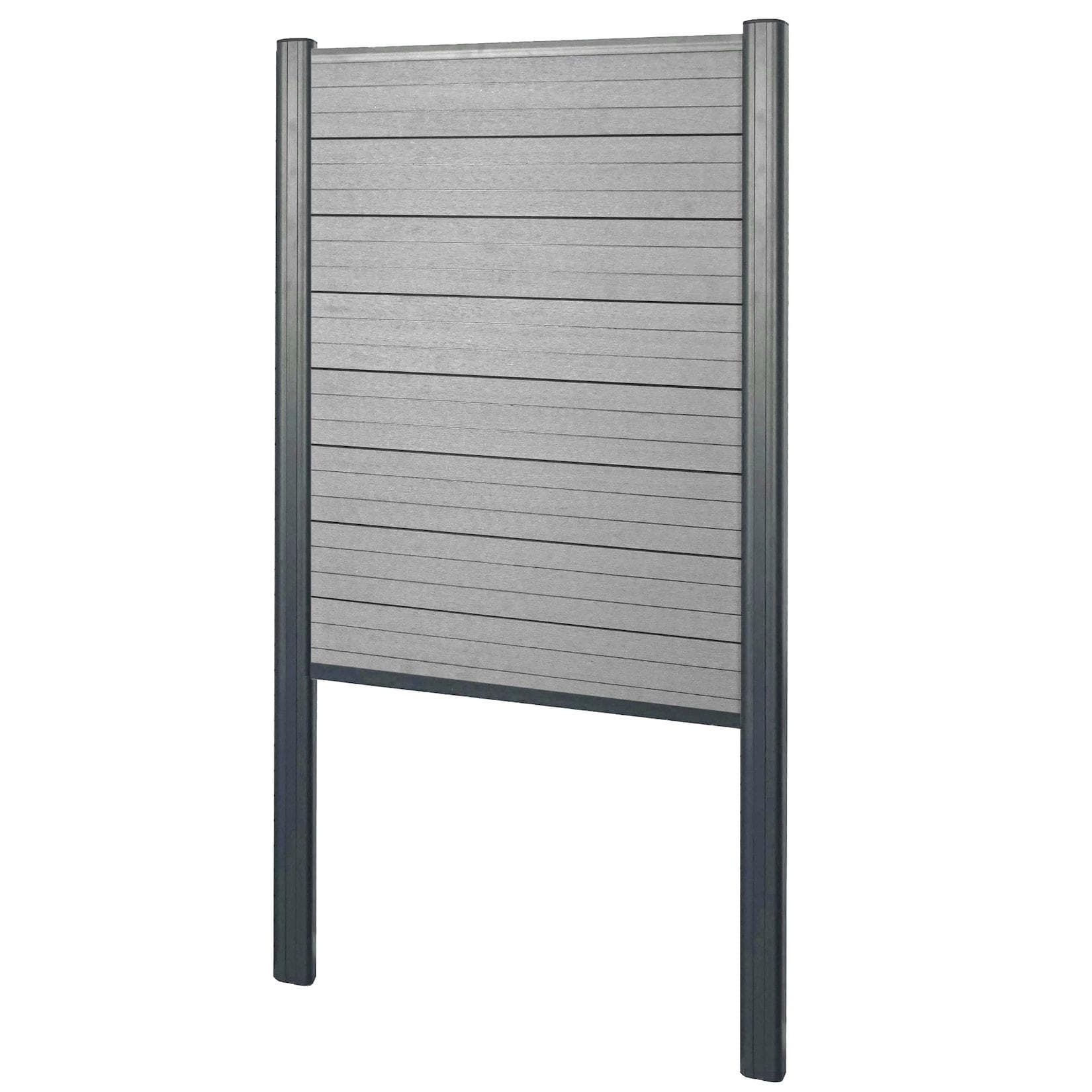 MCW WPC-Sichtschutz Savoie Zaun Windschutz Alu-Pfosten 100cm Grau