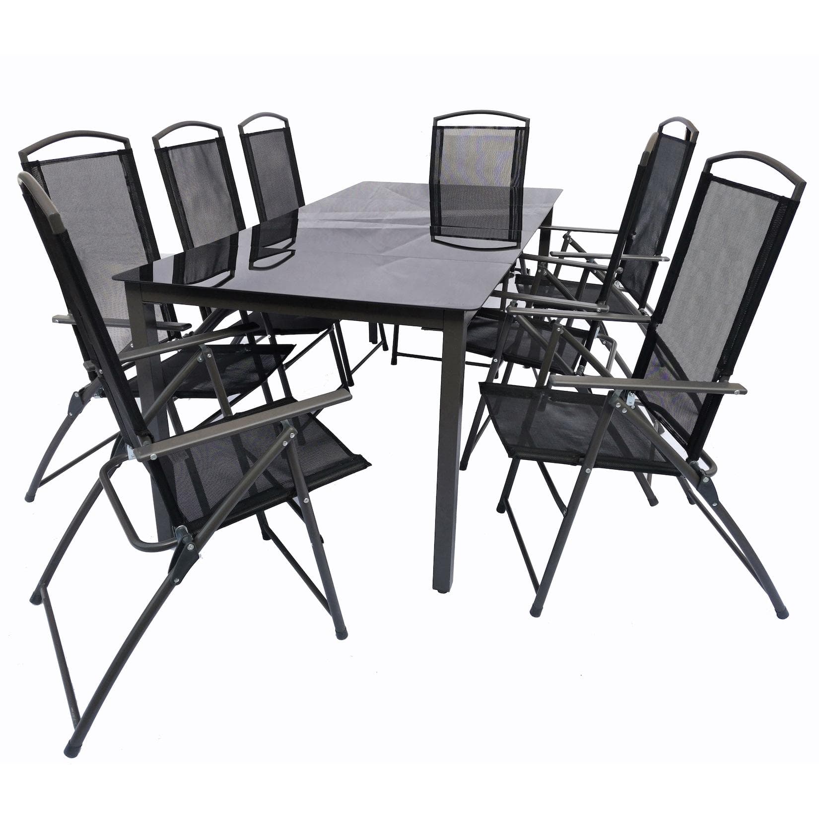 VCM Garten-Essgruppe Anthrazit Aluminium Klappstühle