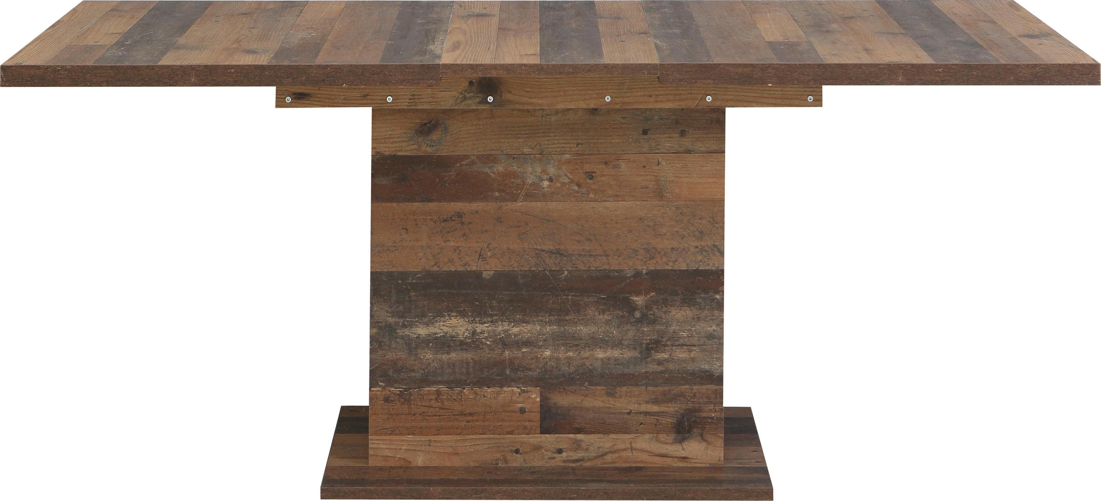 Ausziehbarer Esstisch mit Synchronauszug in Old Wood Optik