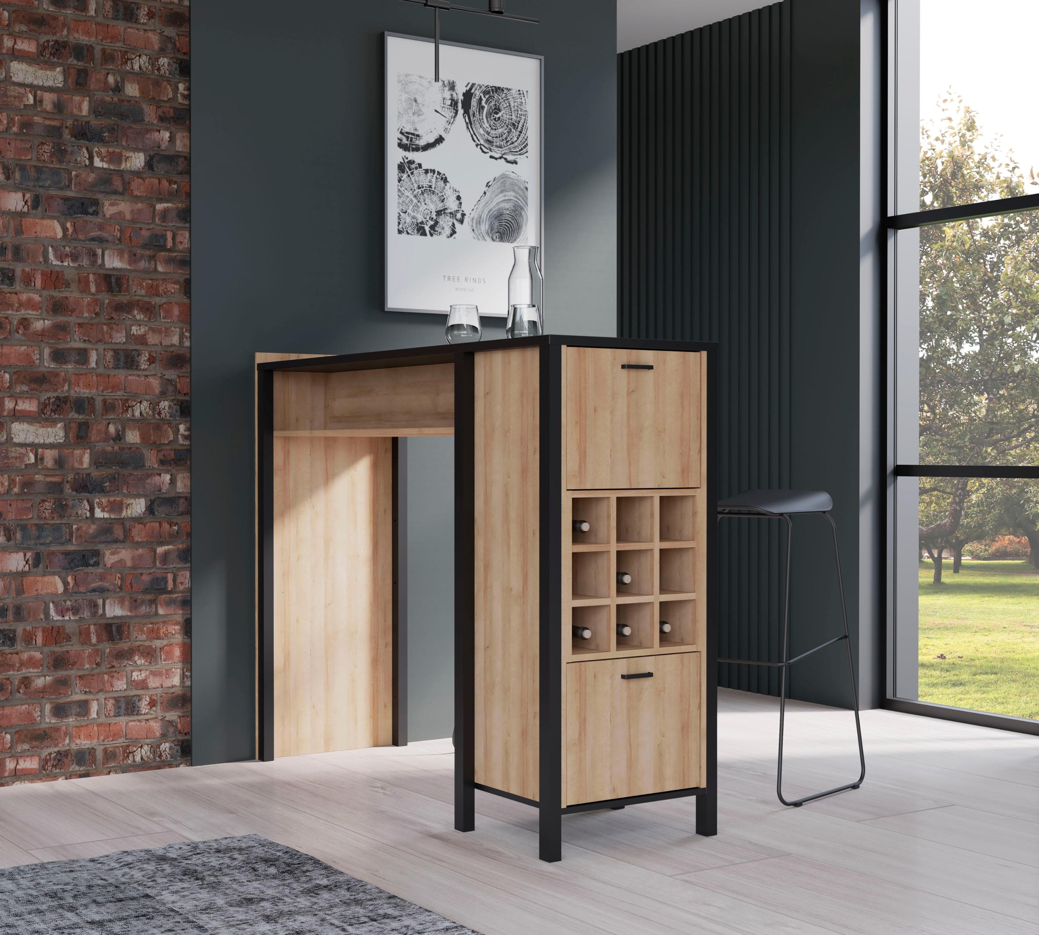 FORTE Barschrank High Rock Schwarz