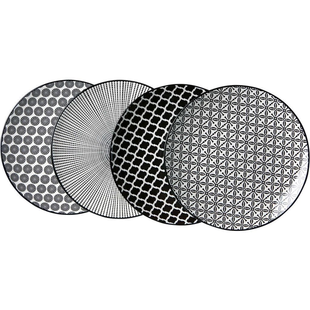 Ritzenhoff Breker Desserttellerset Takeo 4-teilig Schwarz Weiß Keramik