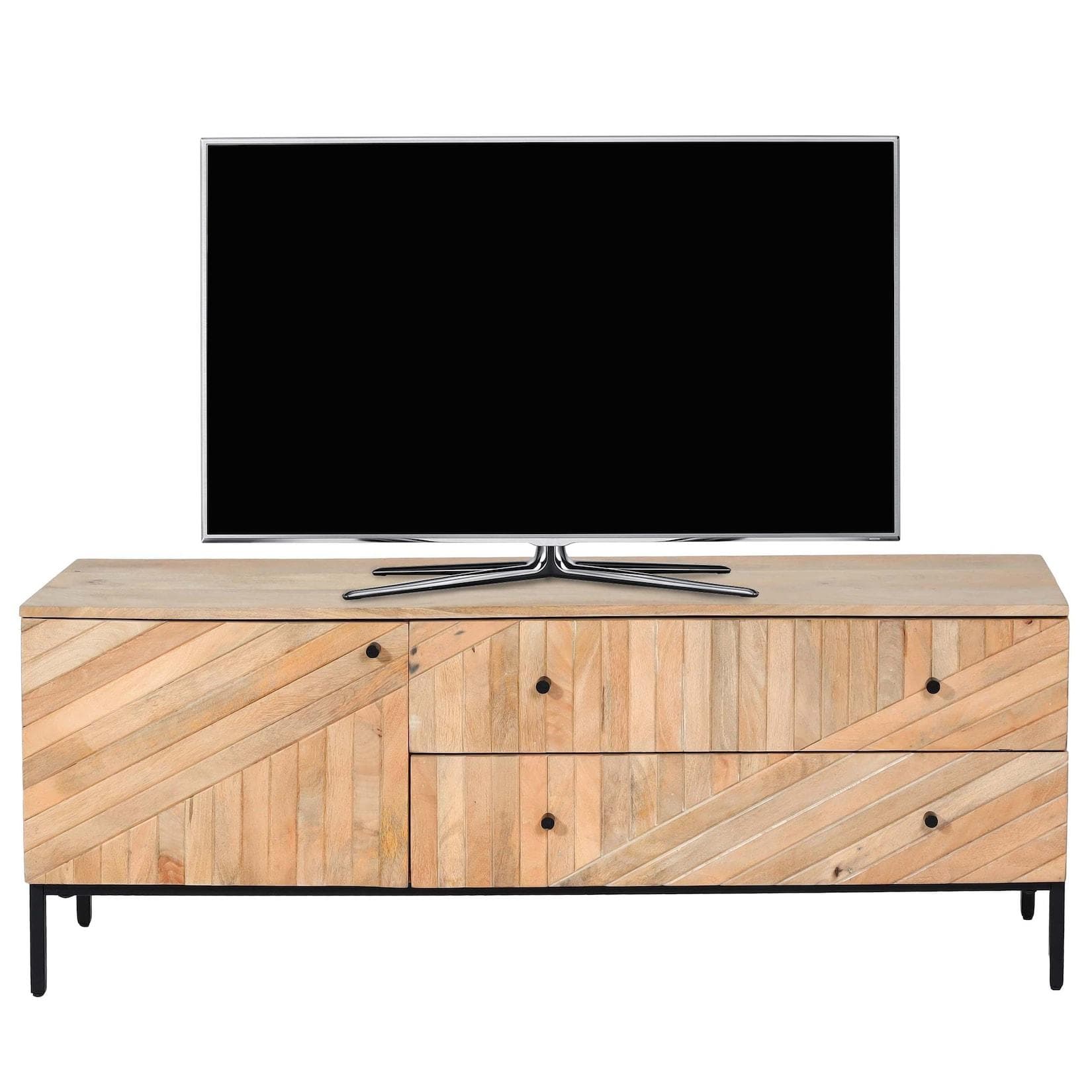 TV-Rack MCW-L95 TV-Board Fernsehtisch Lowboard TV-Schrank Kommode Massivholz Mango