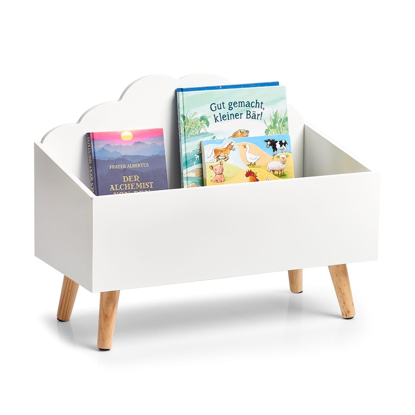 HTI-Living Kinder-Aufbewahrungstruhe Wolke: Weiß & Holzoptik