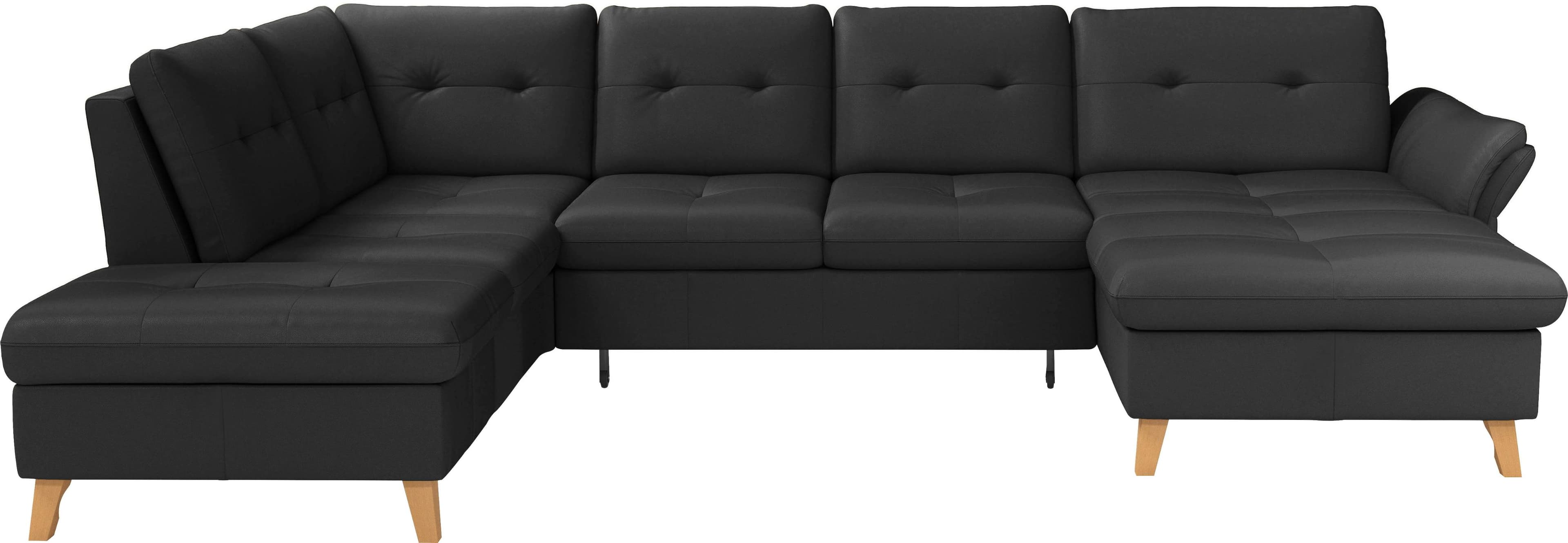 sit&more Göteborg Wohnlandschaft: Hochwertiges Rindsleder, Sitztiefenverstellung & Bettfunktion