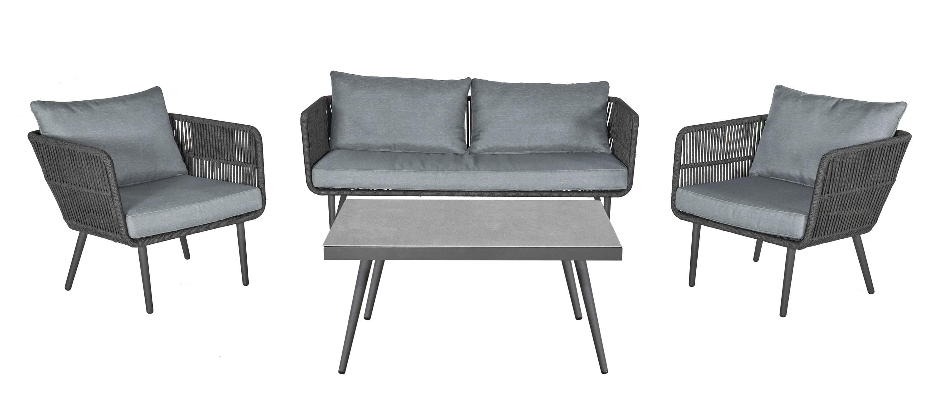 Outdoor Gartenlounge-Set SAIGON 4-tlg. Grau - Stahlgestell