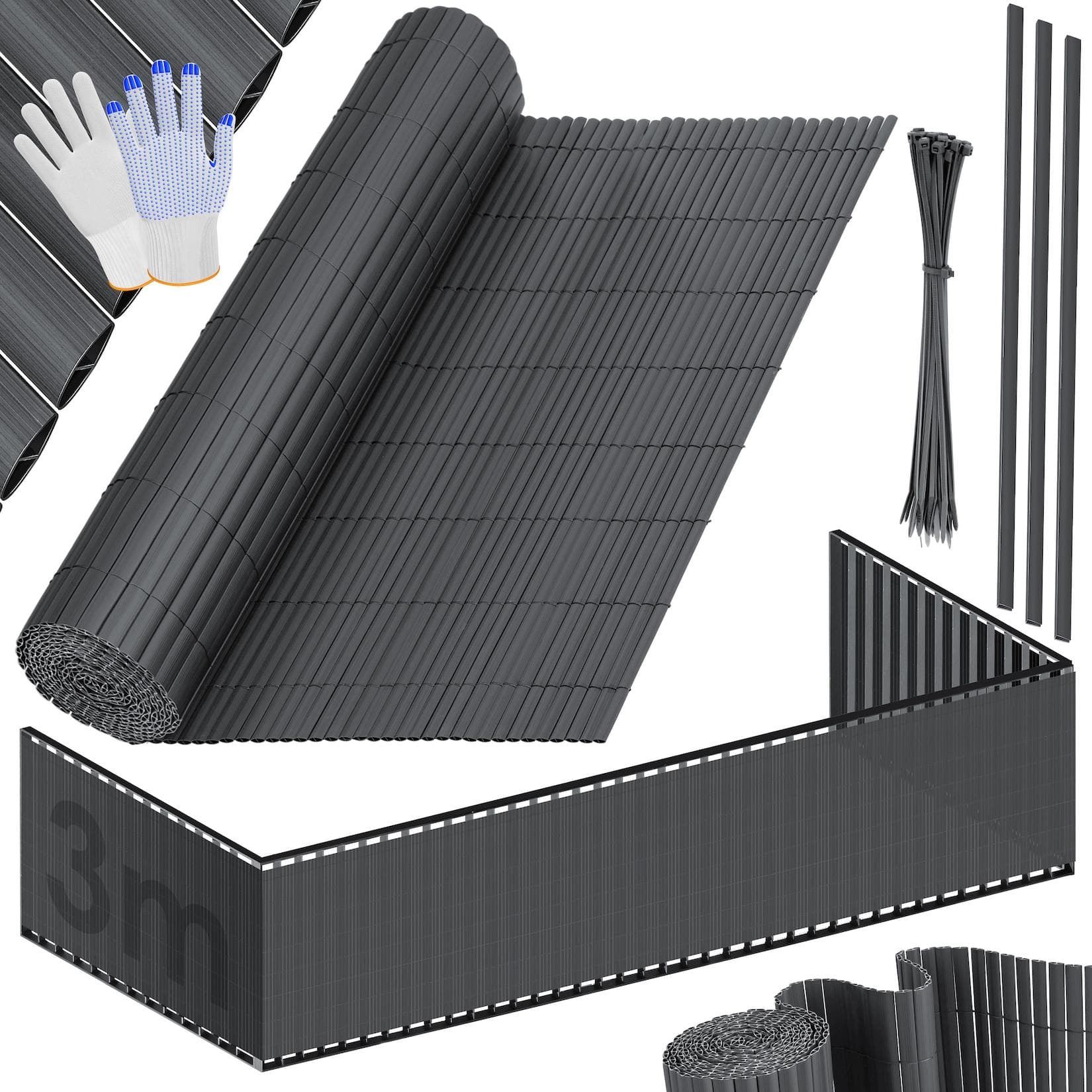 KESSER® PVC Sichtschutzmatte Sichtschutzzaun Balkonverkleidung Windschutz verstärkte Lamellen für Garten Balkon & Terrasse