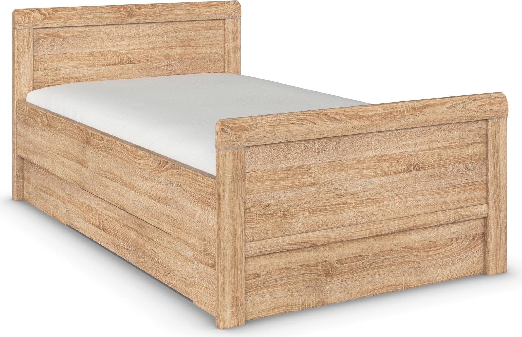 Evelyn Stauraumbett mit Komforthöhe und Holzkopfteil | MADE IN GERMANY