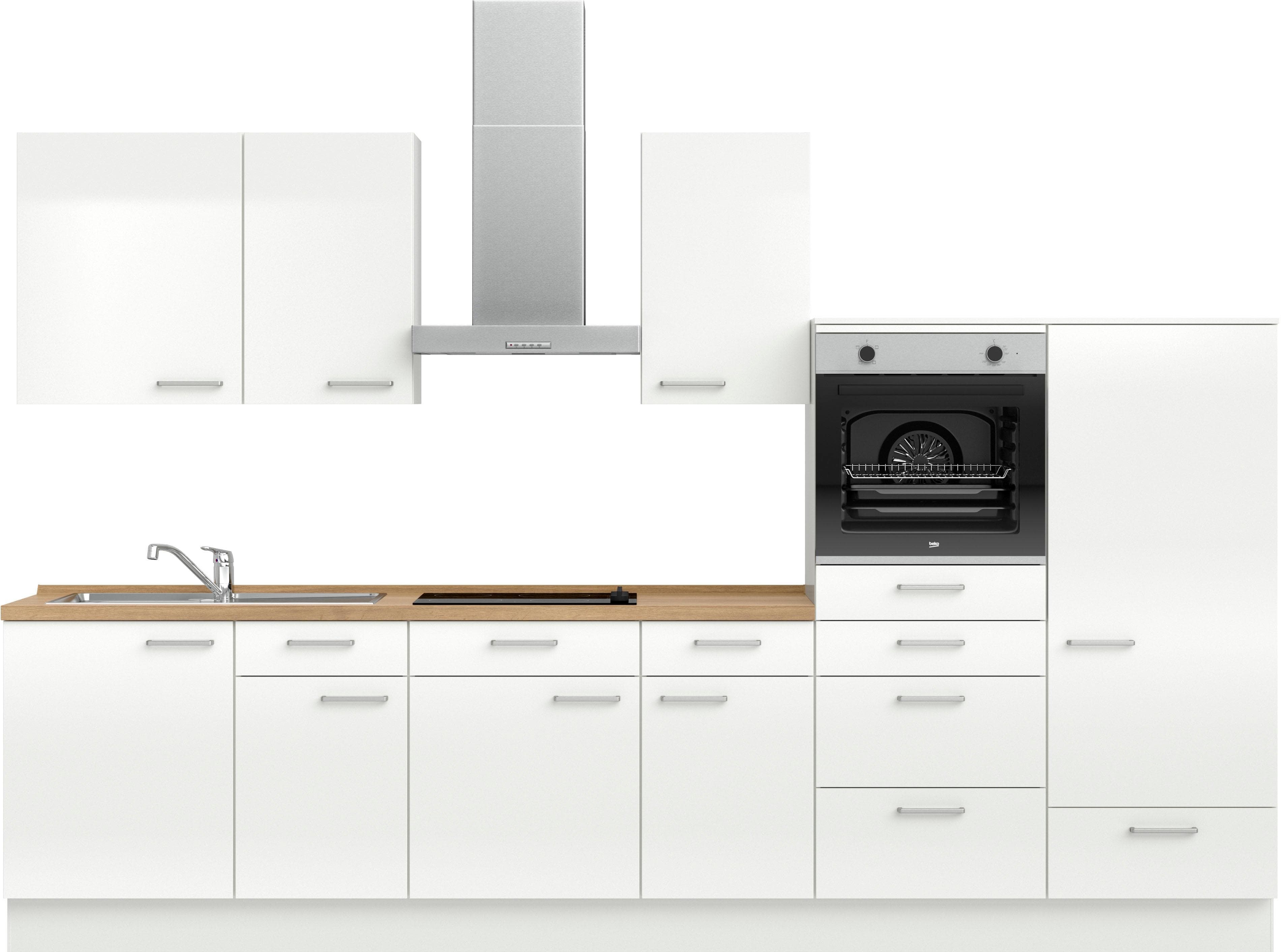 Nobilia Küchenzeile Flash I Weiß Eiche Sierra Nachbildung 330 cm