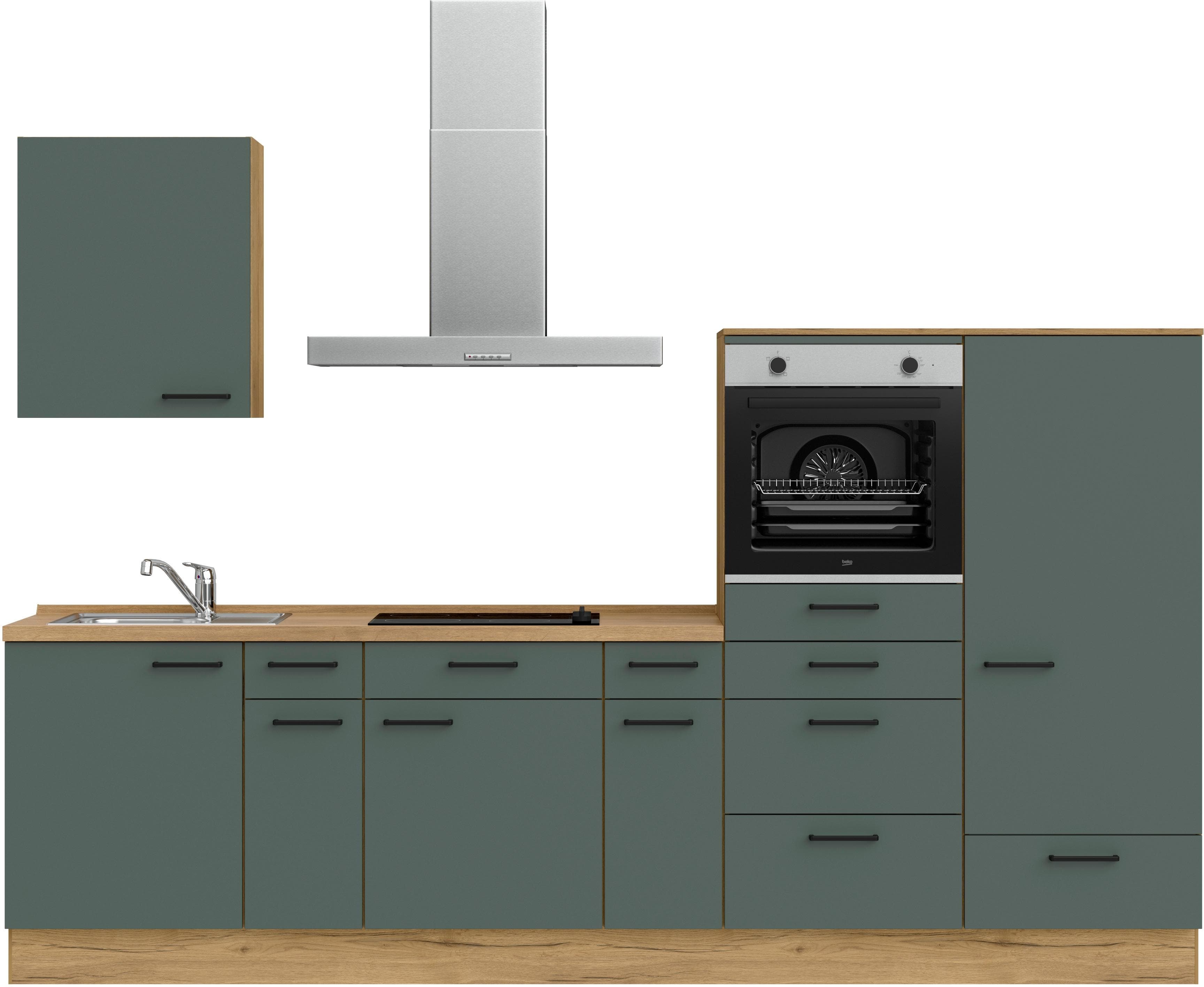 Nobilia Küchenzeile Easytouch I Grün Eiche Sierra Nachbildung 300,3 cm