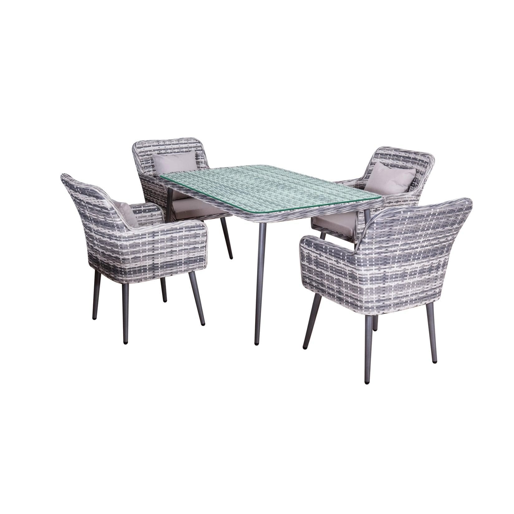 Polyrattan Essgruppe für 4 Personen - Modernes Gartenset