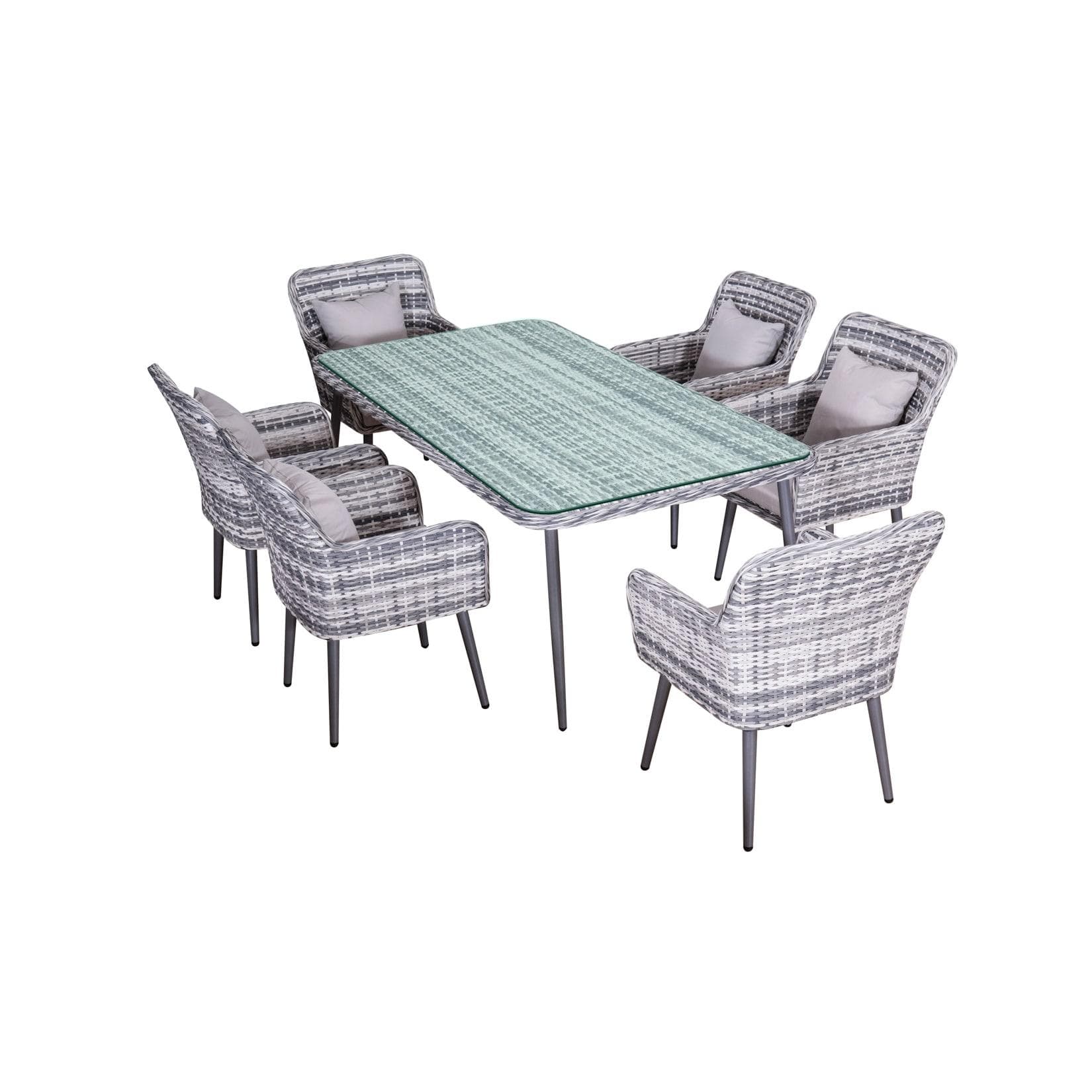 Gartenmöbel Essgruppe Sitzgruppe Outdoor QUITO grau 7-Teilig mit Kissen