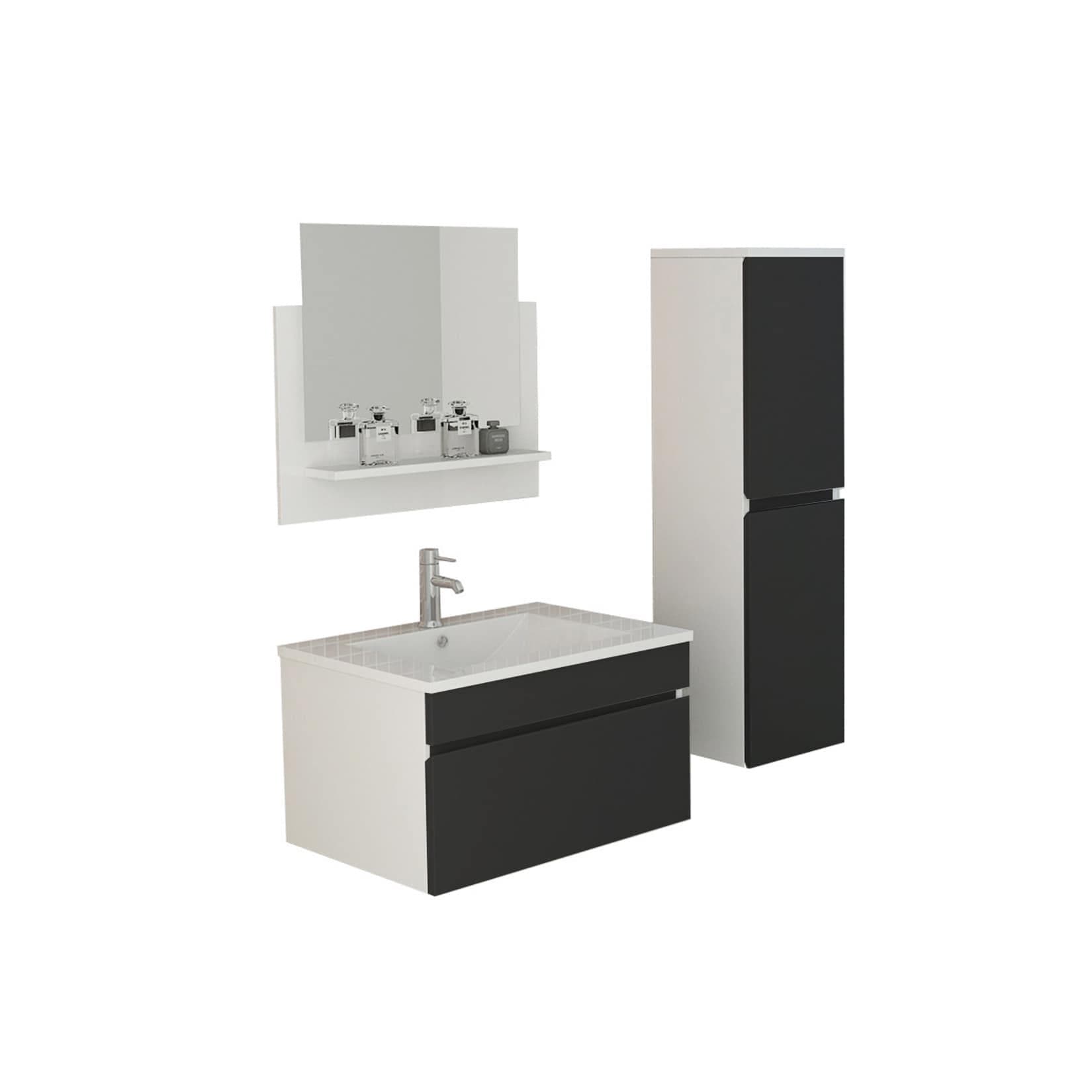 Jet-Line® Bad Set Gastein Schwarz Keramikwaschbecken