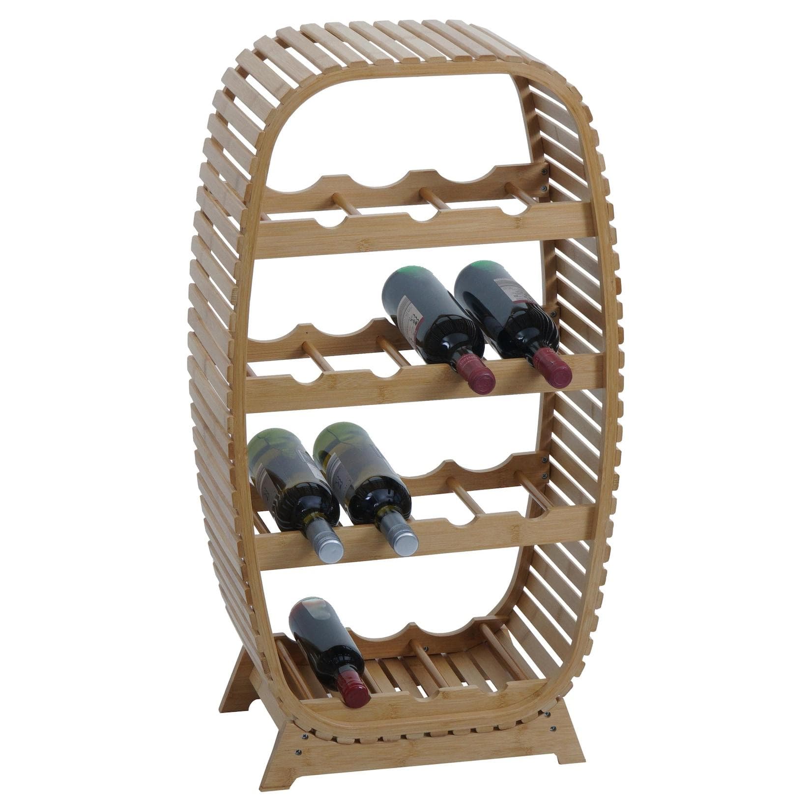 Bambus Weinregal MCW-N85, Weinständer für 14 Flaschen, MVG-zertifiziert