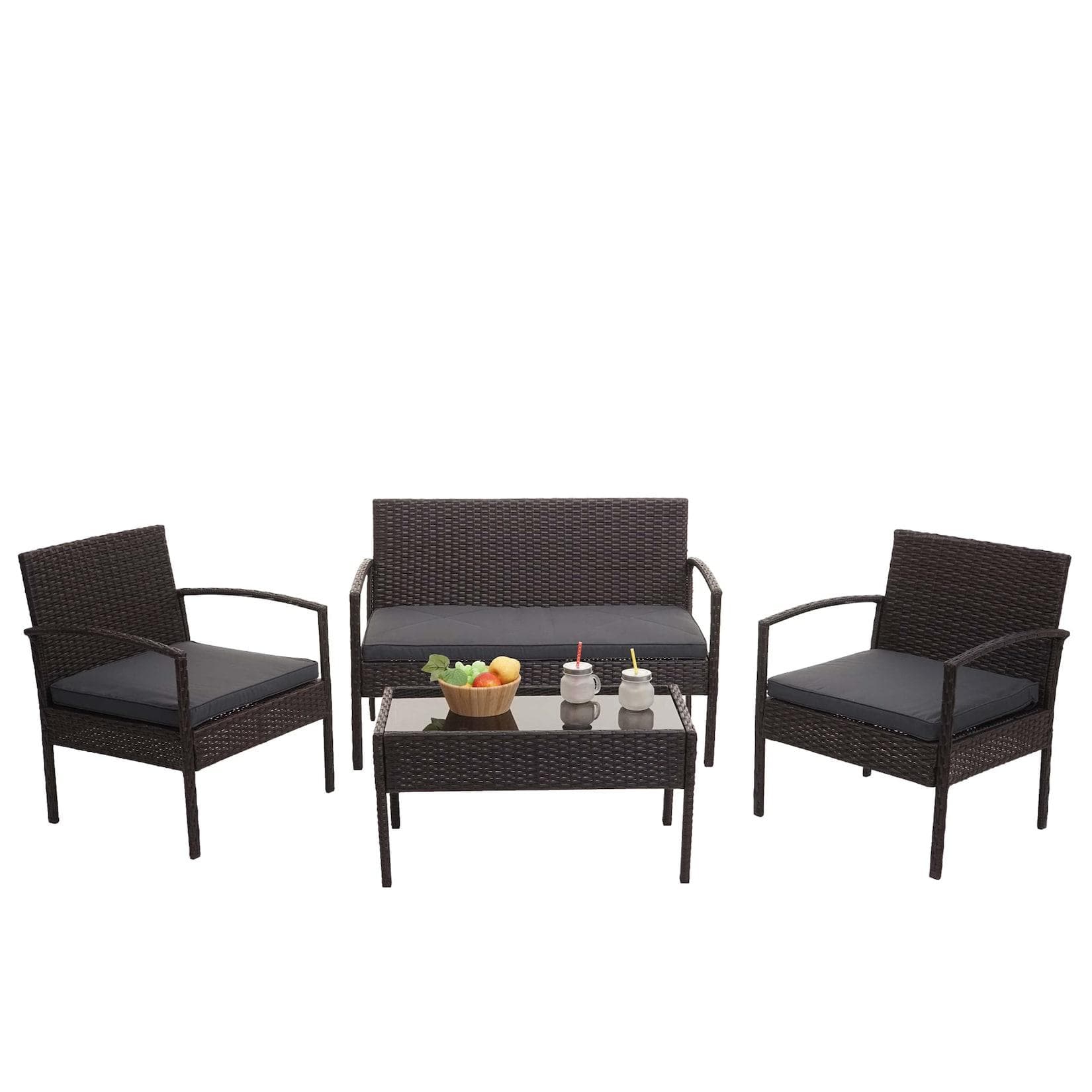 Poly-Rattan Garnitur MCW-F56, Balkon-/Garten-/Lounge-Set Sitzgruppe Braun