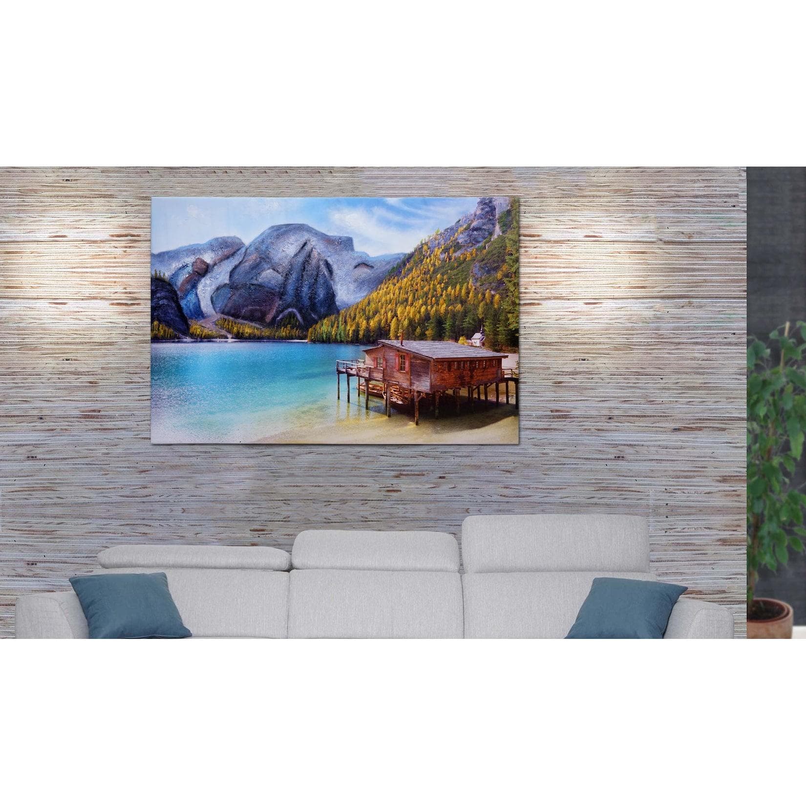 MCW Wandgemälde Landschaft Handgemalt Sand Leinwand XL