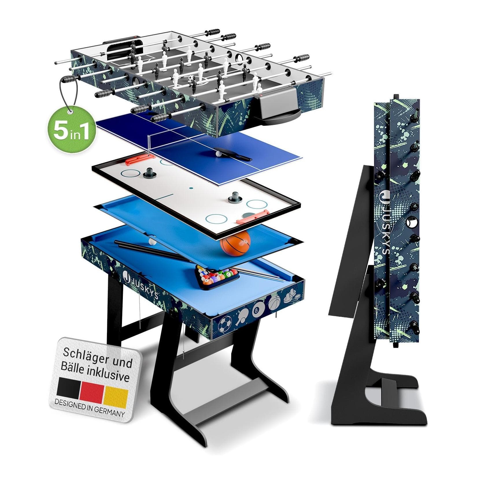 Juskys Spieltisch Ballzauber Petrol Klappbar 5 Spiele