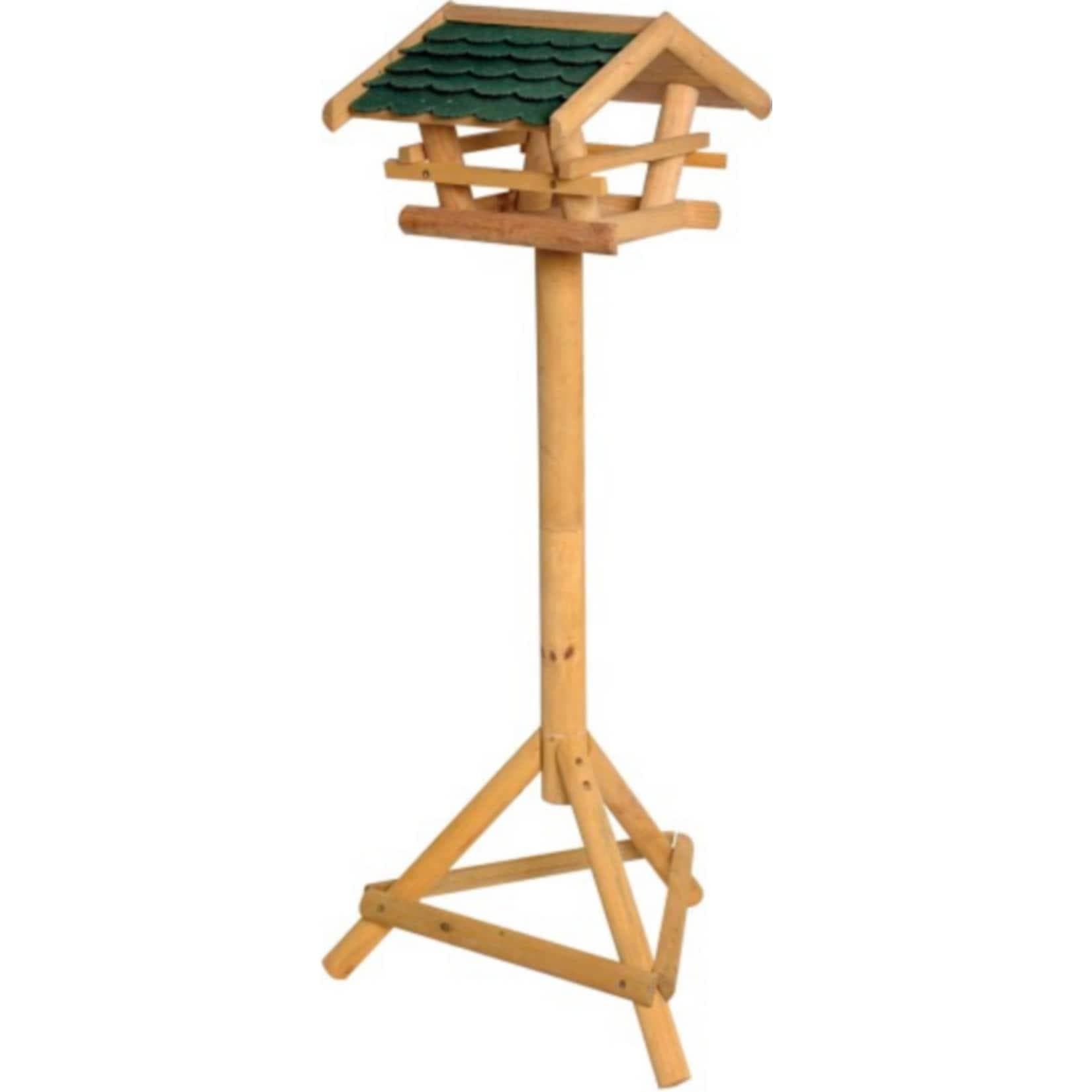 Dobar Vogelhaus aus massivem Nadelholz mit grünem Bitumenschindel-Dach, inkl. Ständer