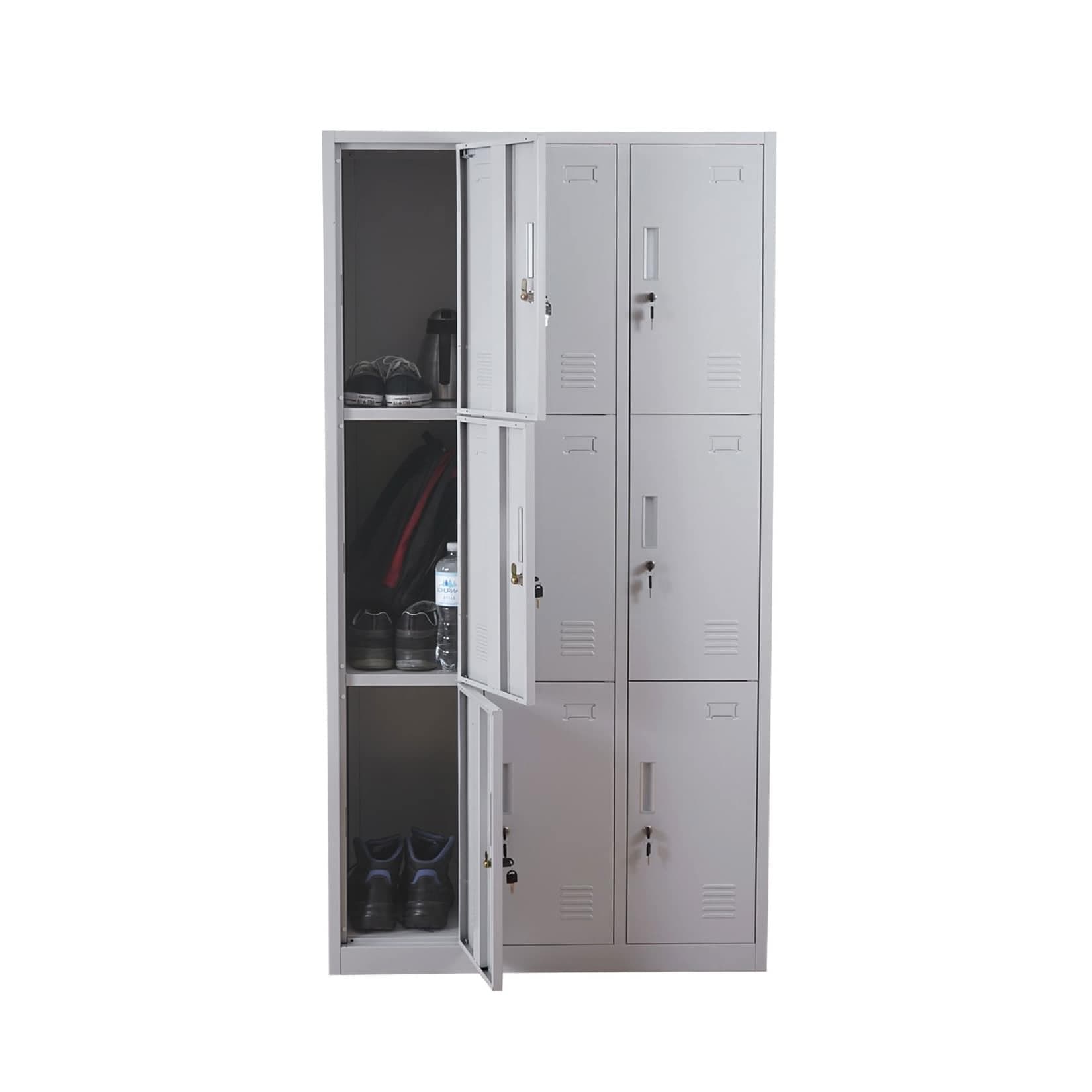 MCW Mehrzweckschrank Preston T829-9 Metallschrank Grau mit Drehriegelschloss