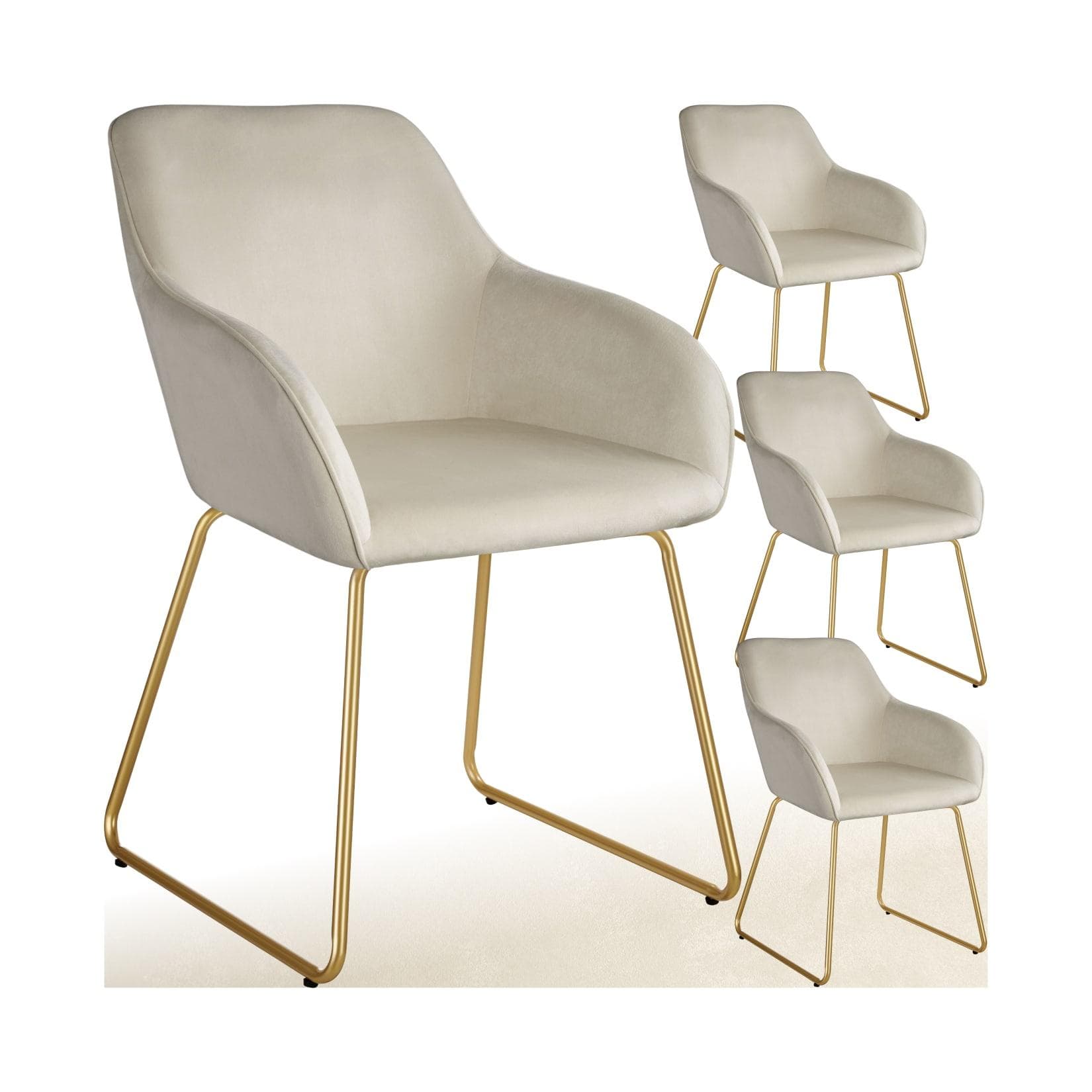 TECTAKE Esszimmerstuhl Jeane Set - Gepolsterter Samtoptik-Stuhl