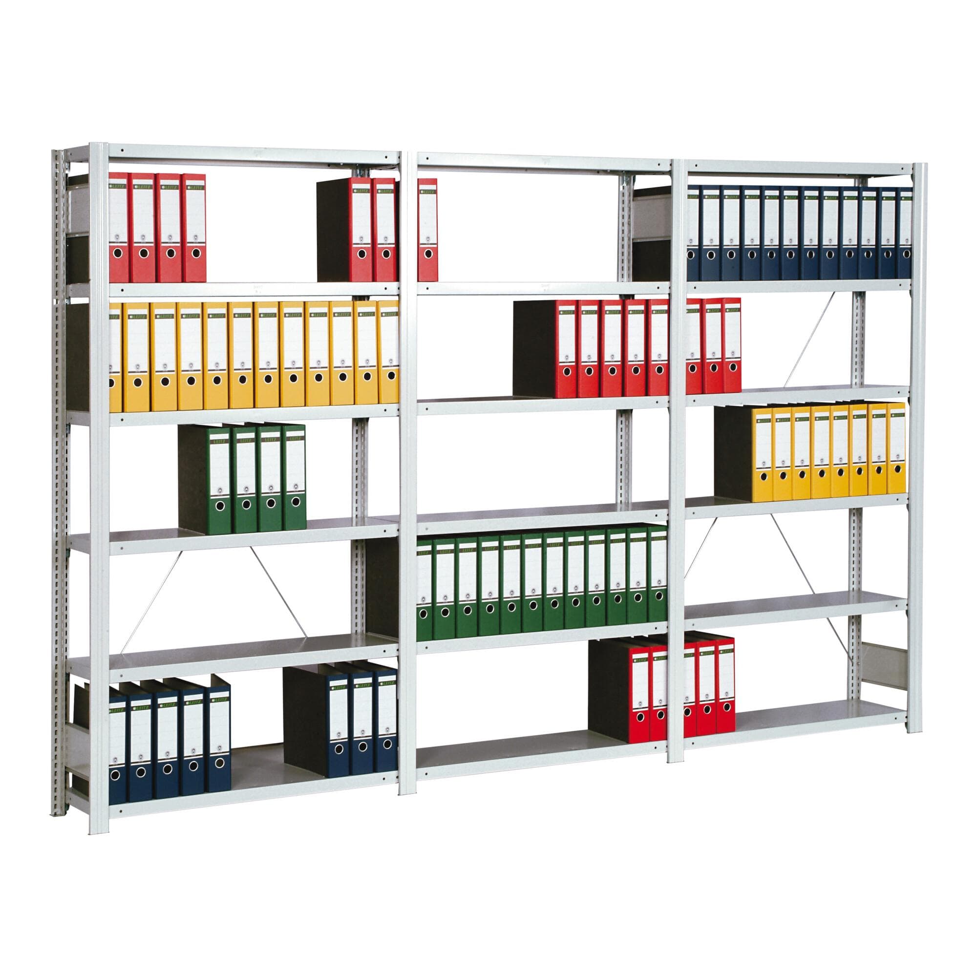 Regalwerk Standard Büroregal, Anbaufeld Lichtgrau, 6 Stahlfachböden
