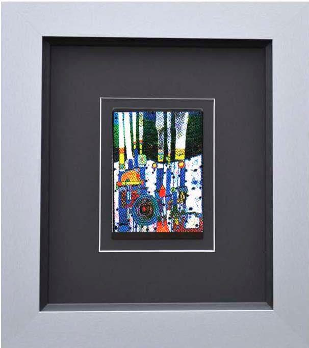 Kunstdruck HUNDERTWASSER Schwarz Bunt Gerahmt