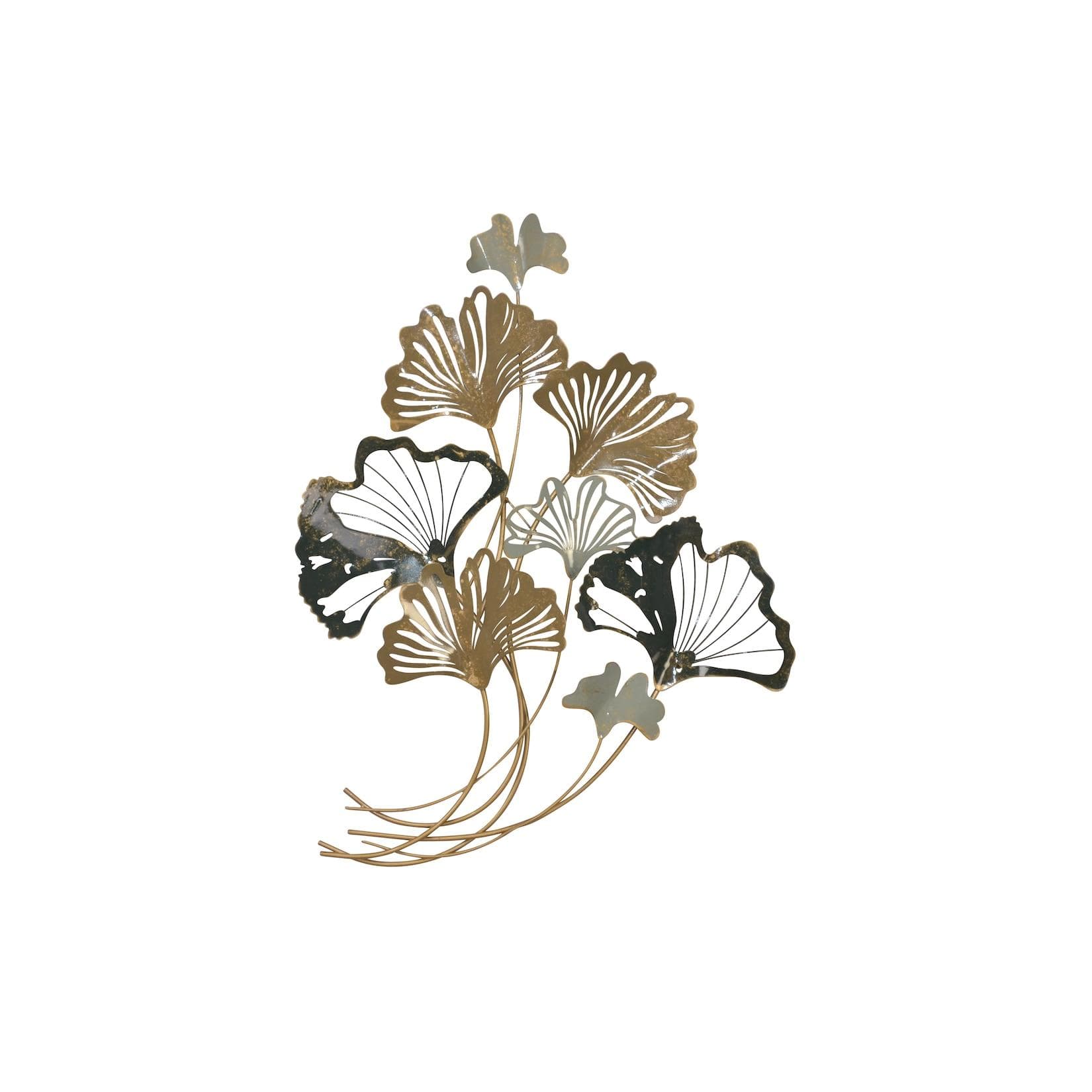 möbel direkt online Wanddekoration Ginkgoblätter Schwarz/Gold Metall