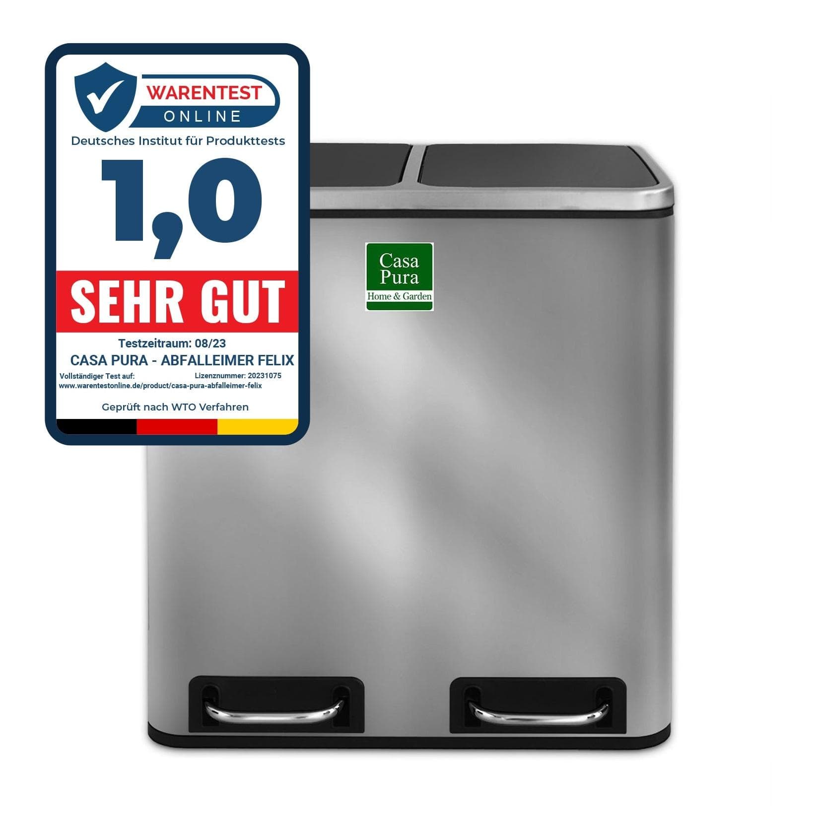 karat homeliving Tretmülleimer Felix Edelstahl Trennsystem