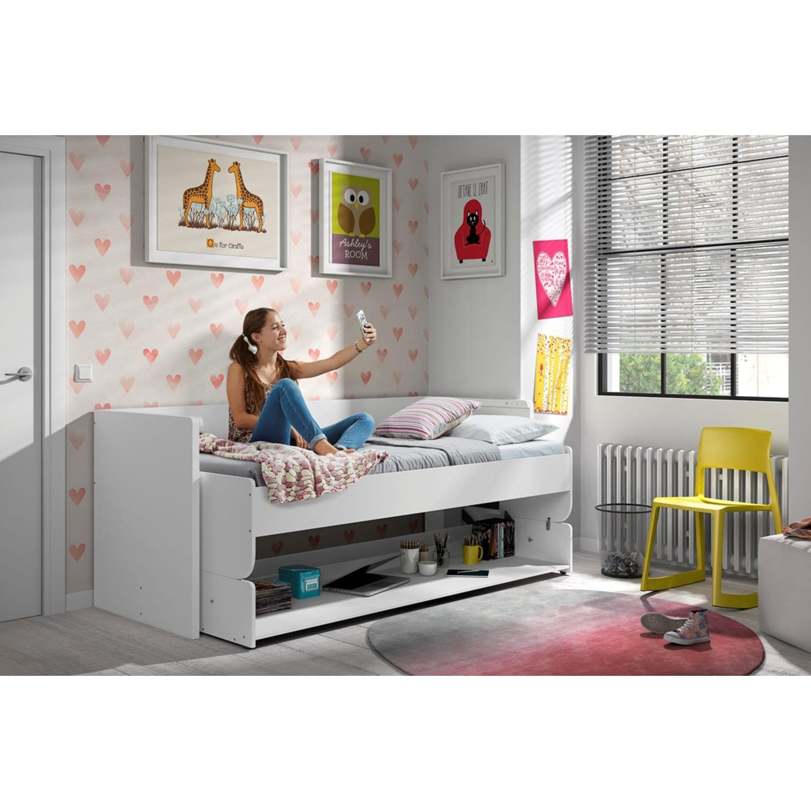 Weißes Funktionsbett mit Schreibtisch - 2-in-1 Lösung für Kinderzimmer
