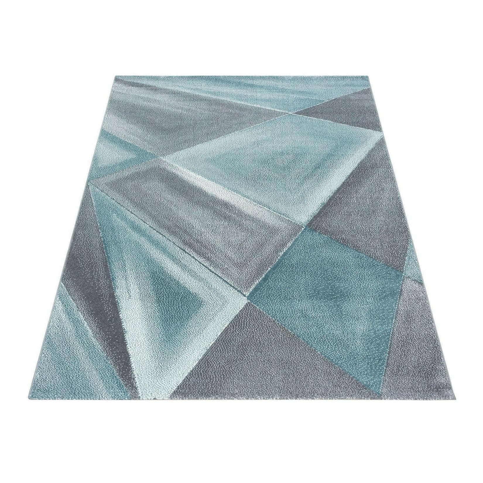 Homtex Teppich Blau Rosa Moderner Designer Kurzflor