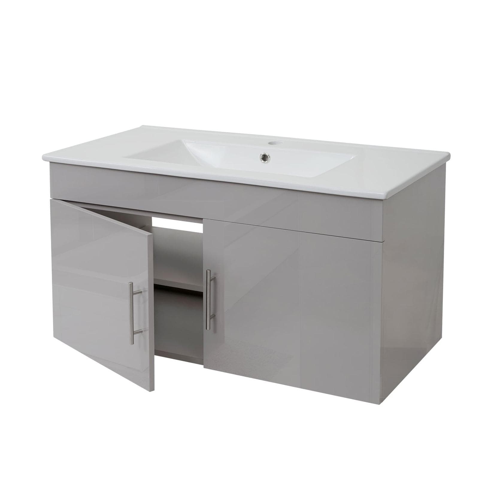 MCW Waschbeckenunterschrank 90cm Grau Hochglanz