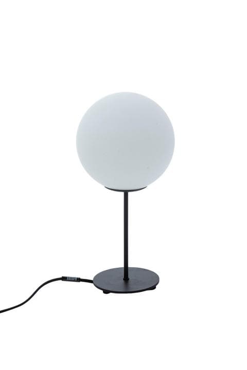 Moderne Tischleuchte aus Metall, Glas und Stoff