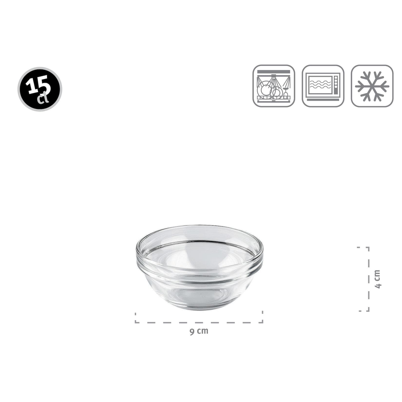 Luminarc Schüssel 9 cm 6-er Set Transparent Stapelbar