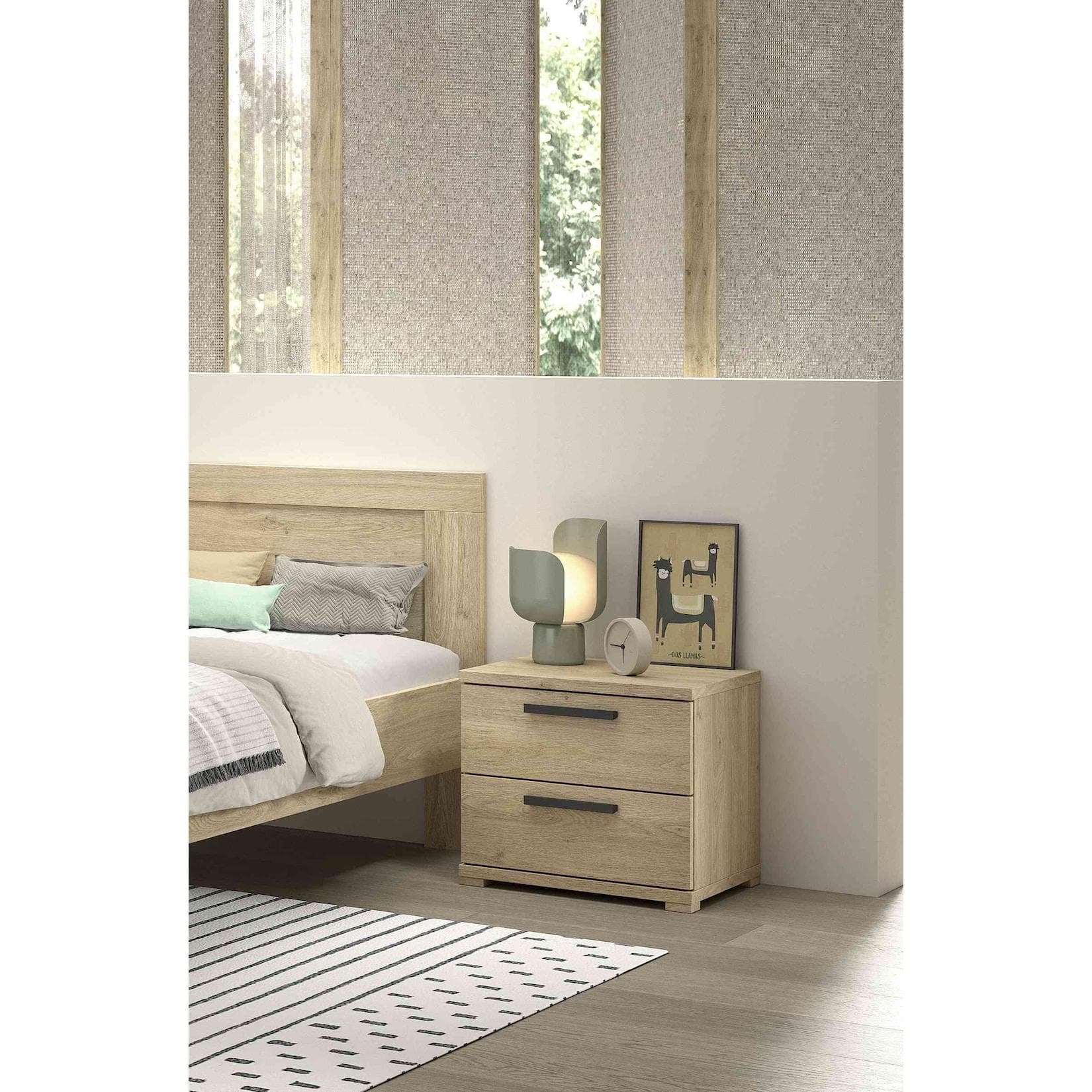 VIPACK Nachtschrank SAM 2 Schubladen Eiche Dekor