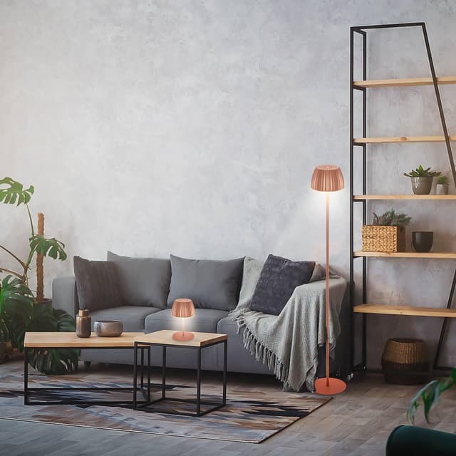 Briloner Leuchten LED Stehlampe Riffle Beige Kabellos Akku Dimmbar Design Award