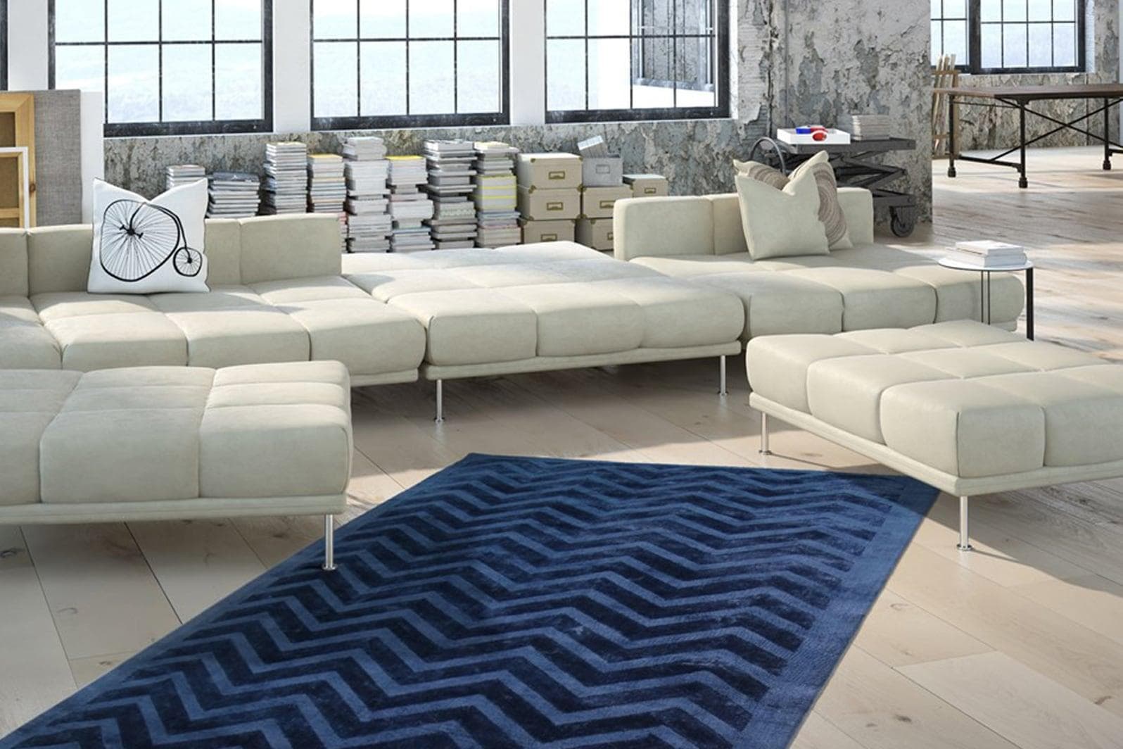 Kayoom Luxury 410 Retro Teppich Marineblau