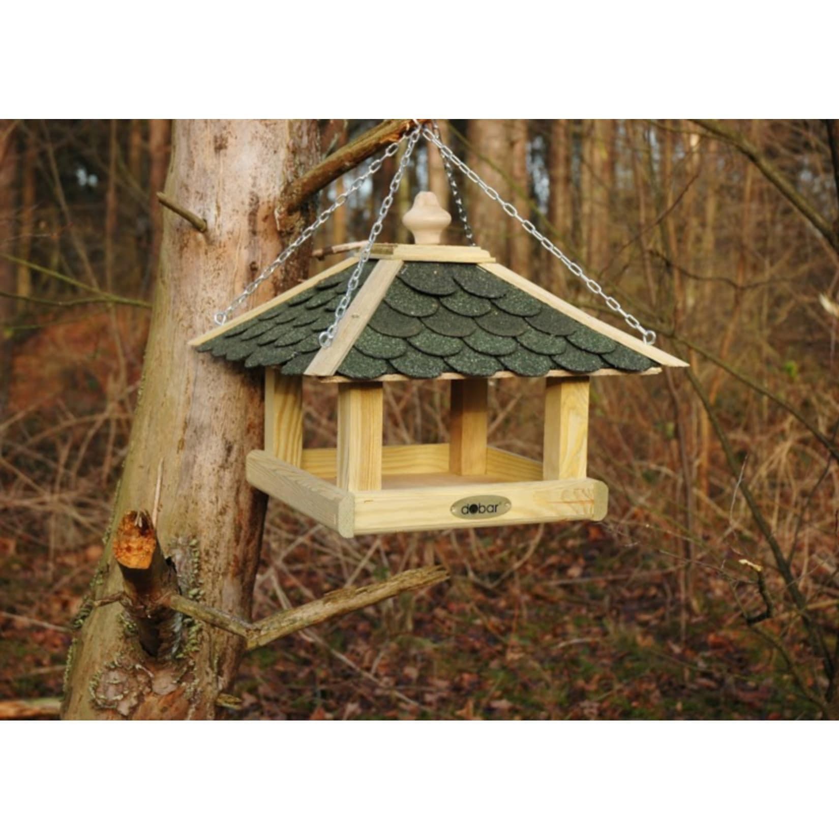 Dobar Futterautomat Vogelhaus aus Kiefer zum Aufhängen Bunt