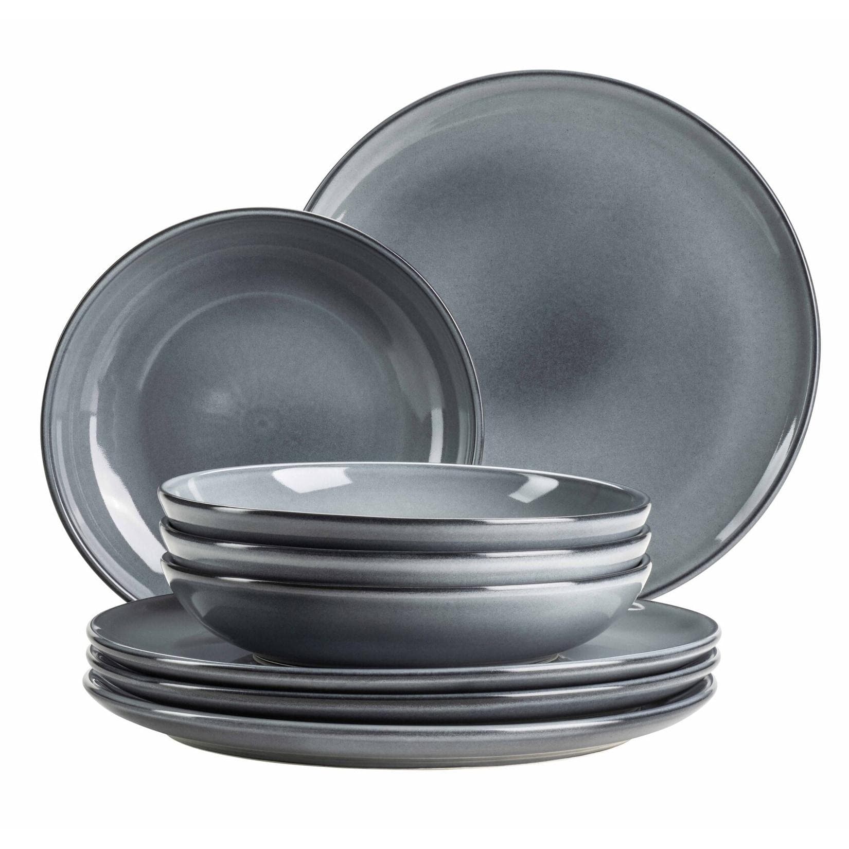 Mäser Tafelservice Steinzeug Livio Dunkelgrau
