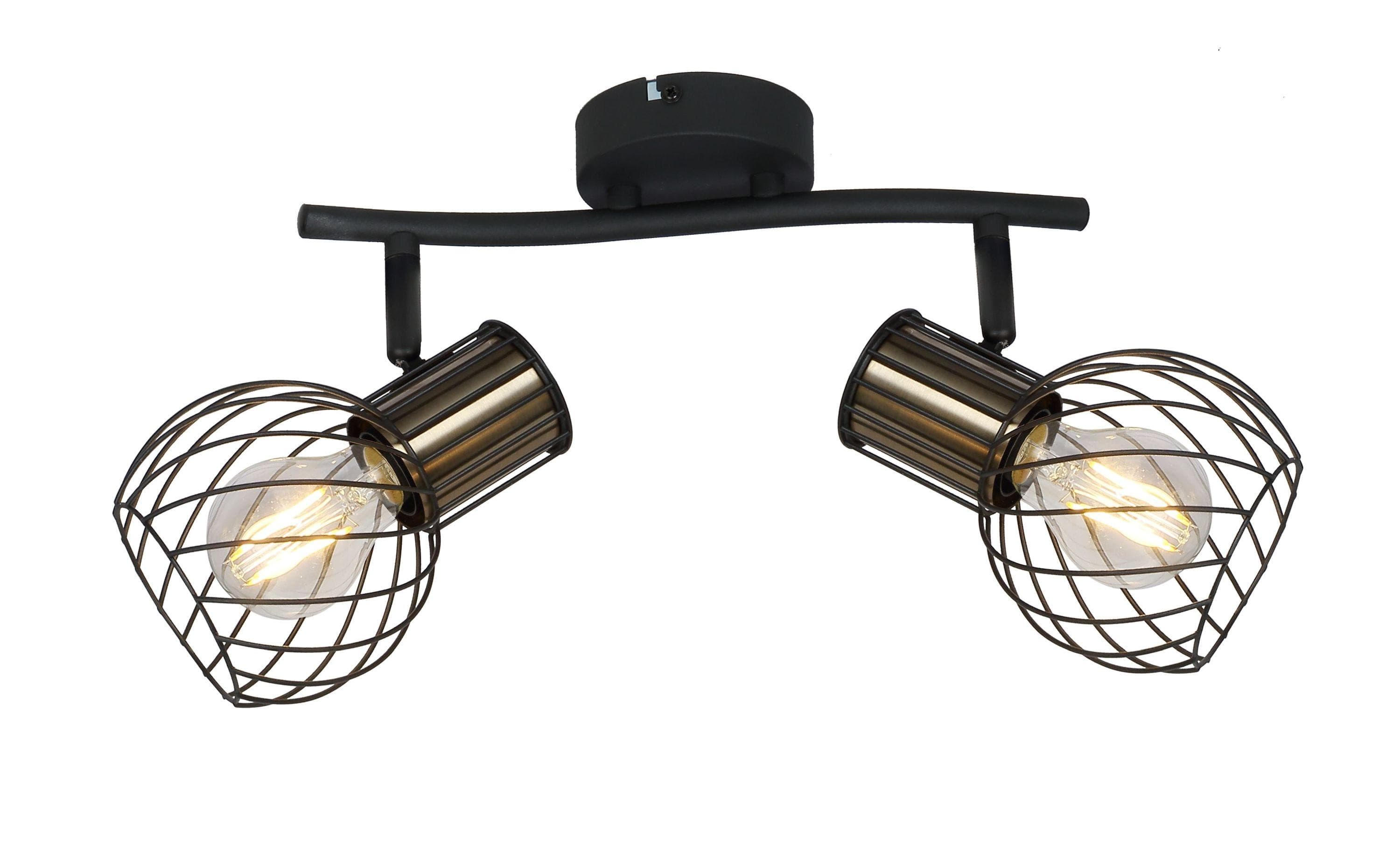 GLOBO LIGHTING LED Deckenspot S-Bogen Metallgeflecht Schwarz Matt Goldfarben
