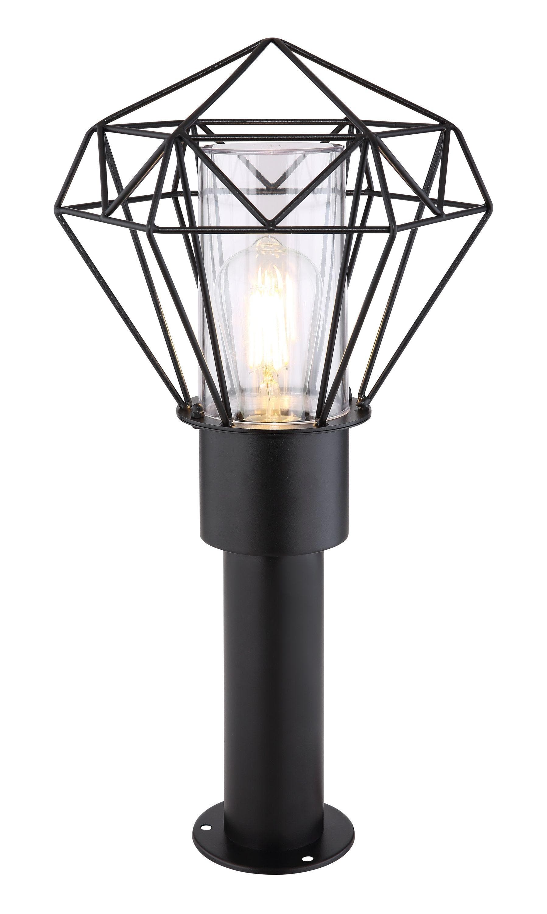 GLOBO LIGHTING Sockelleuchte "Horace" Edelstahl Schwarz E27 IP44