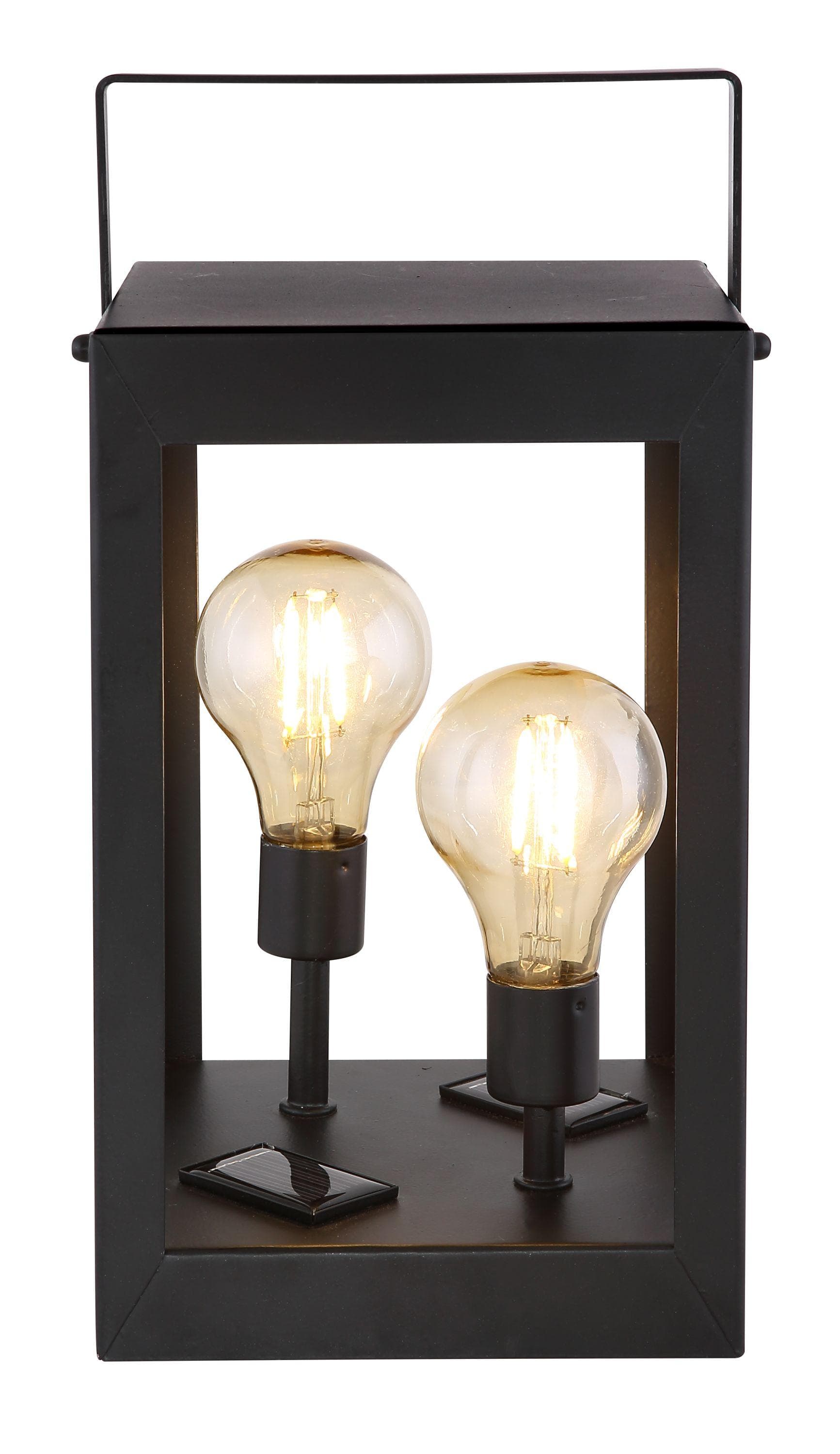 GLOBO LIGHTING LED Solarleuchte Gartenlaterne Schwarz Amber Metall Kunststoff