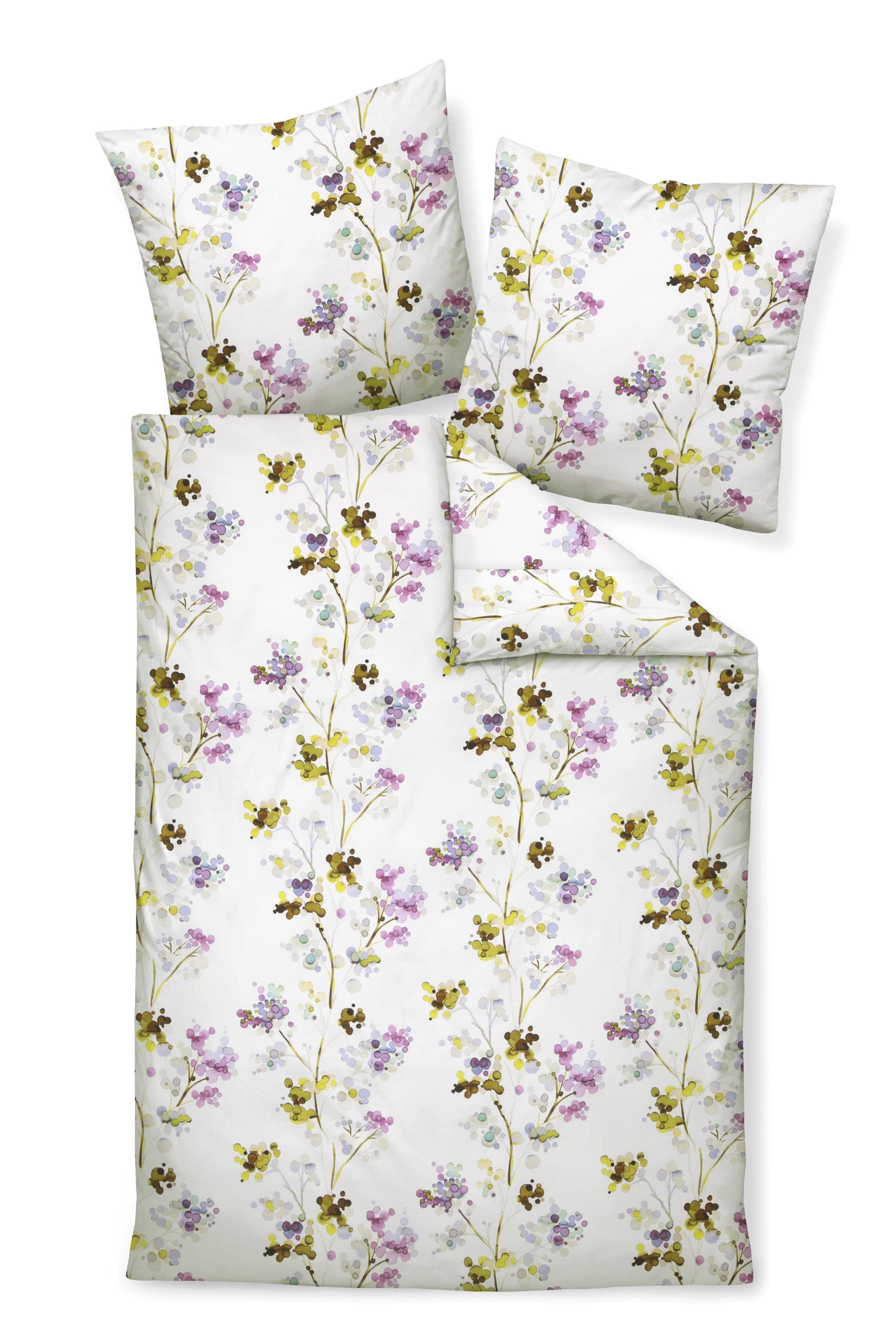 Janine Mako Satin Bettwäsche Aquarell Geblümt - Klimaneutral & Recycelbar