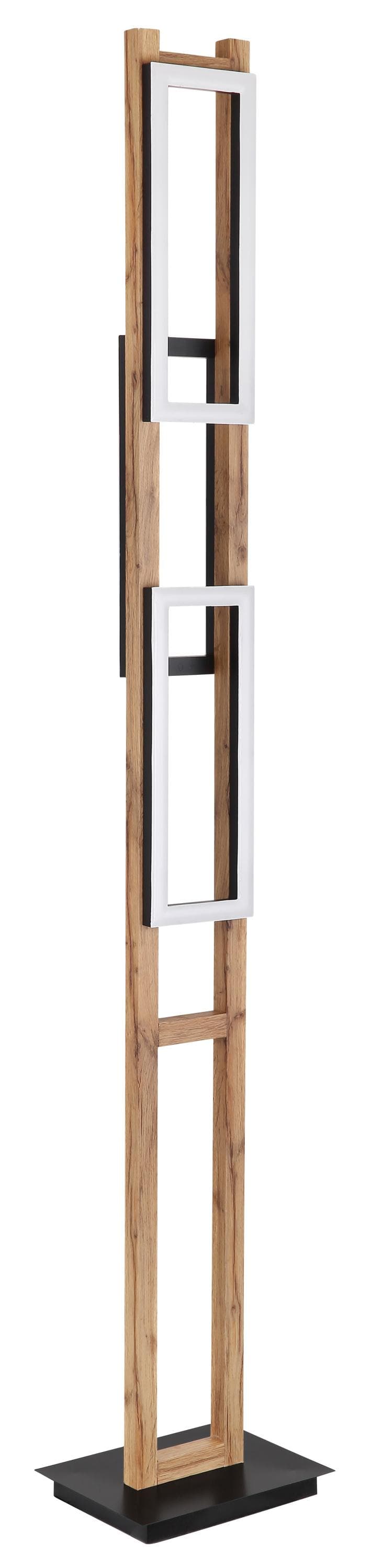LED-Stehlampe Illa Holzdesign Metall Schwarz Braun