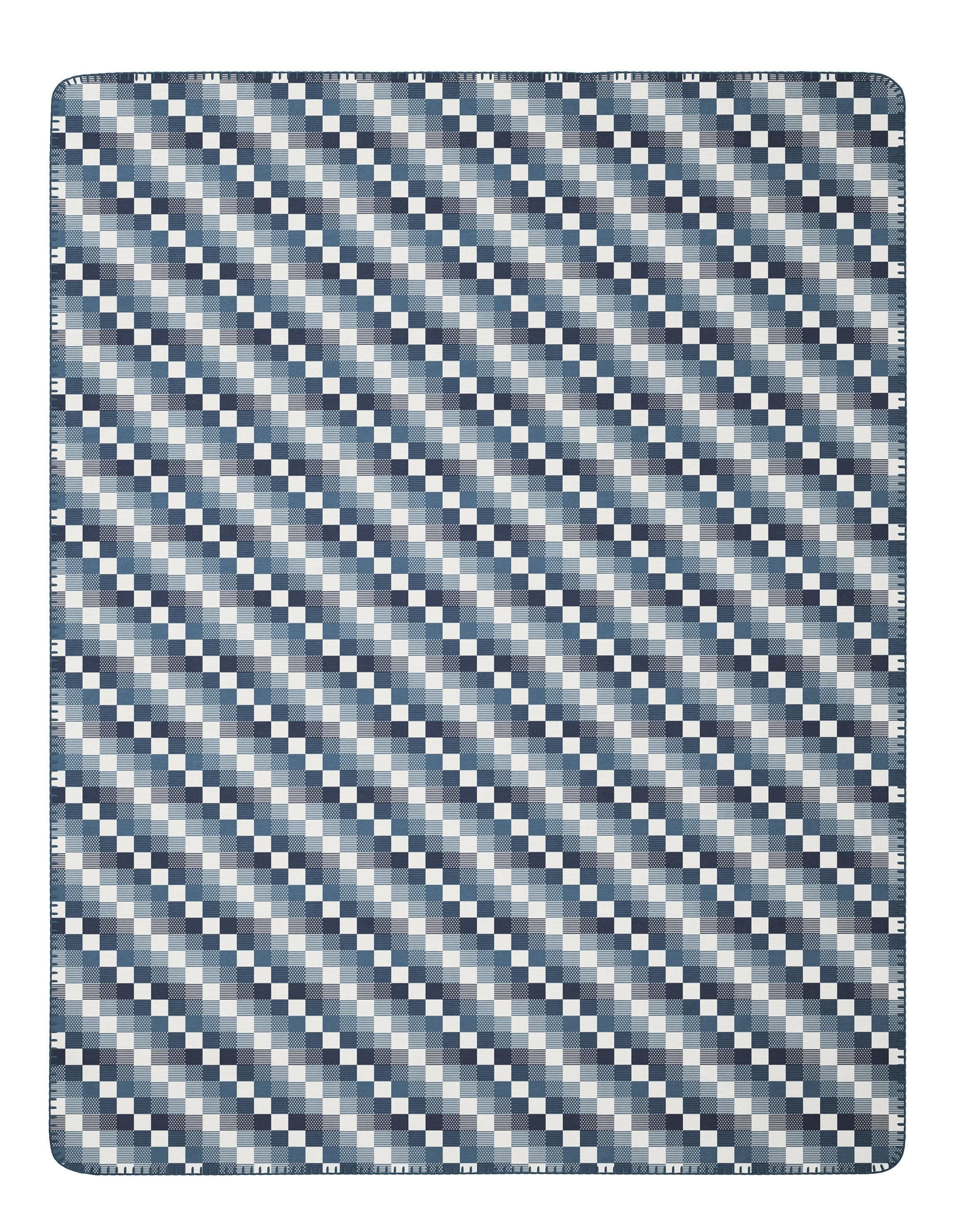 Biederlack Wohndecke Stairway Karo Blau - Kuschelig & Skandinavisch