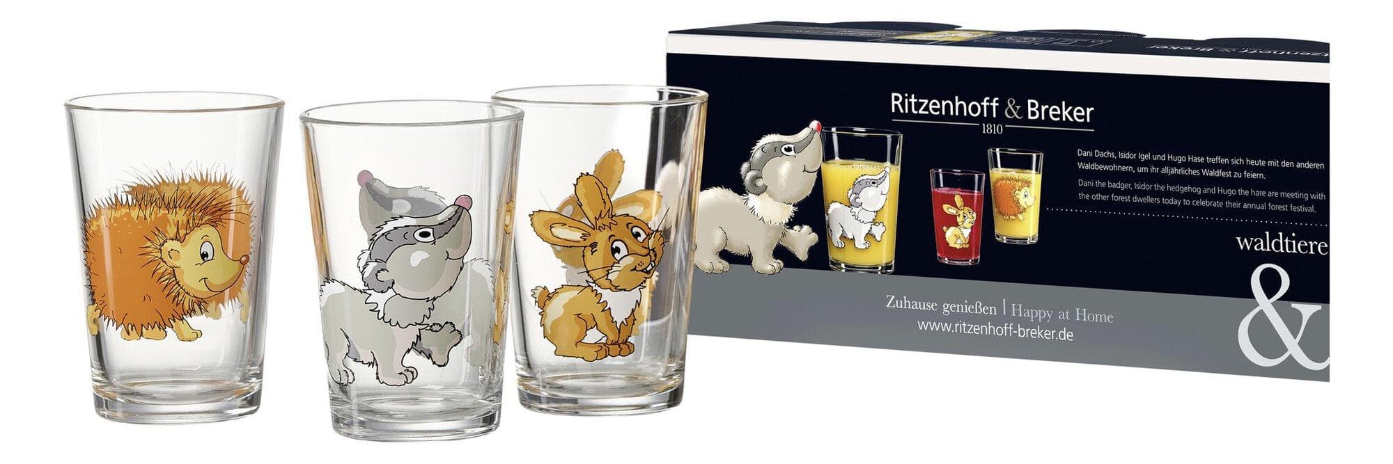 Trinkglas-Set WALDTIERE Waldtier-Motive Glas 205ml