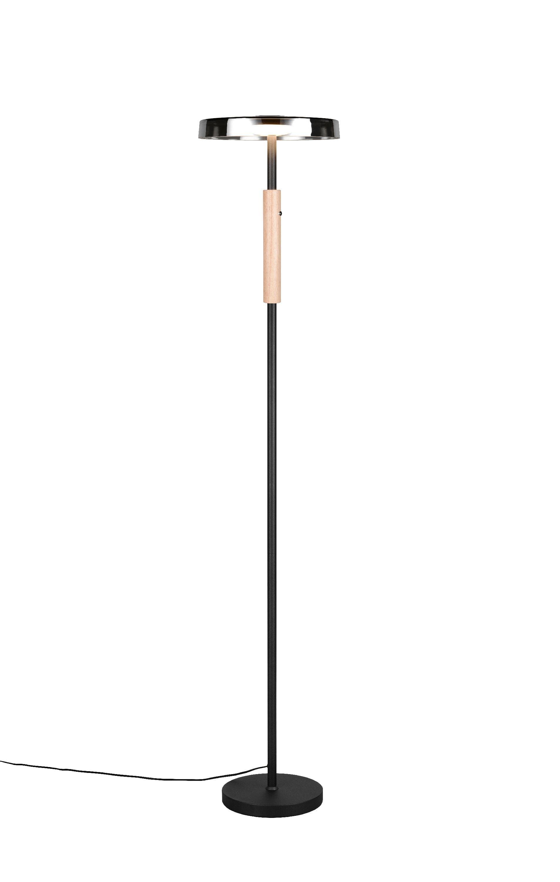 TRIO Leuchten LED Stehlampe Celeste: Schwarz, Dimmbar, Holz & Glas