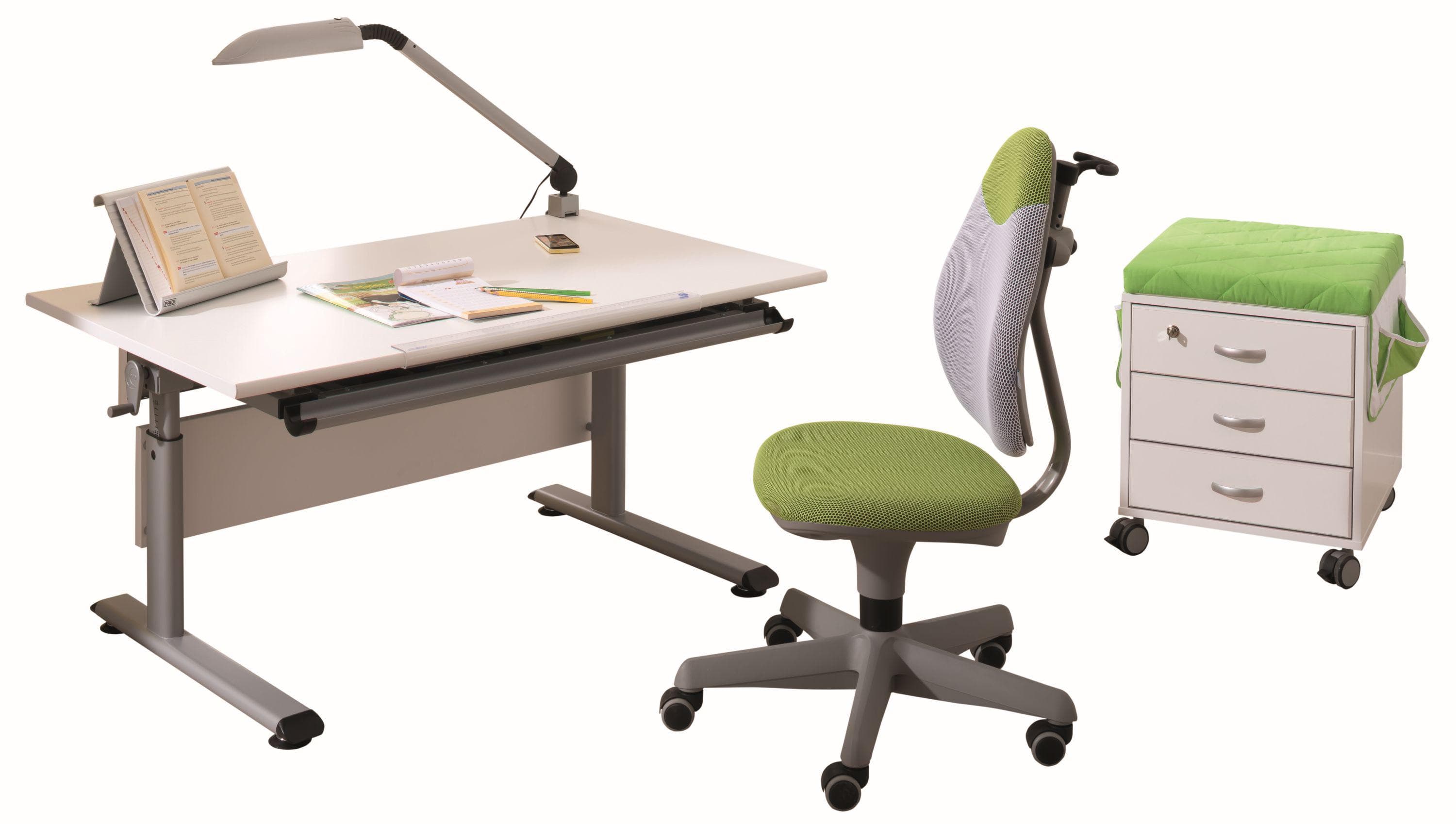 OTTO Computertisch MARCO Weiß Silberfarben Manuell Höhenverstellbar Neigbar