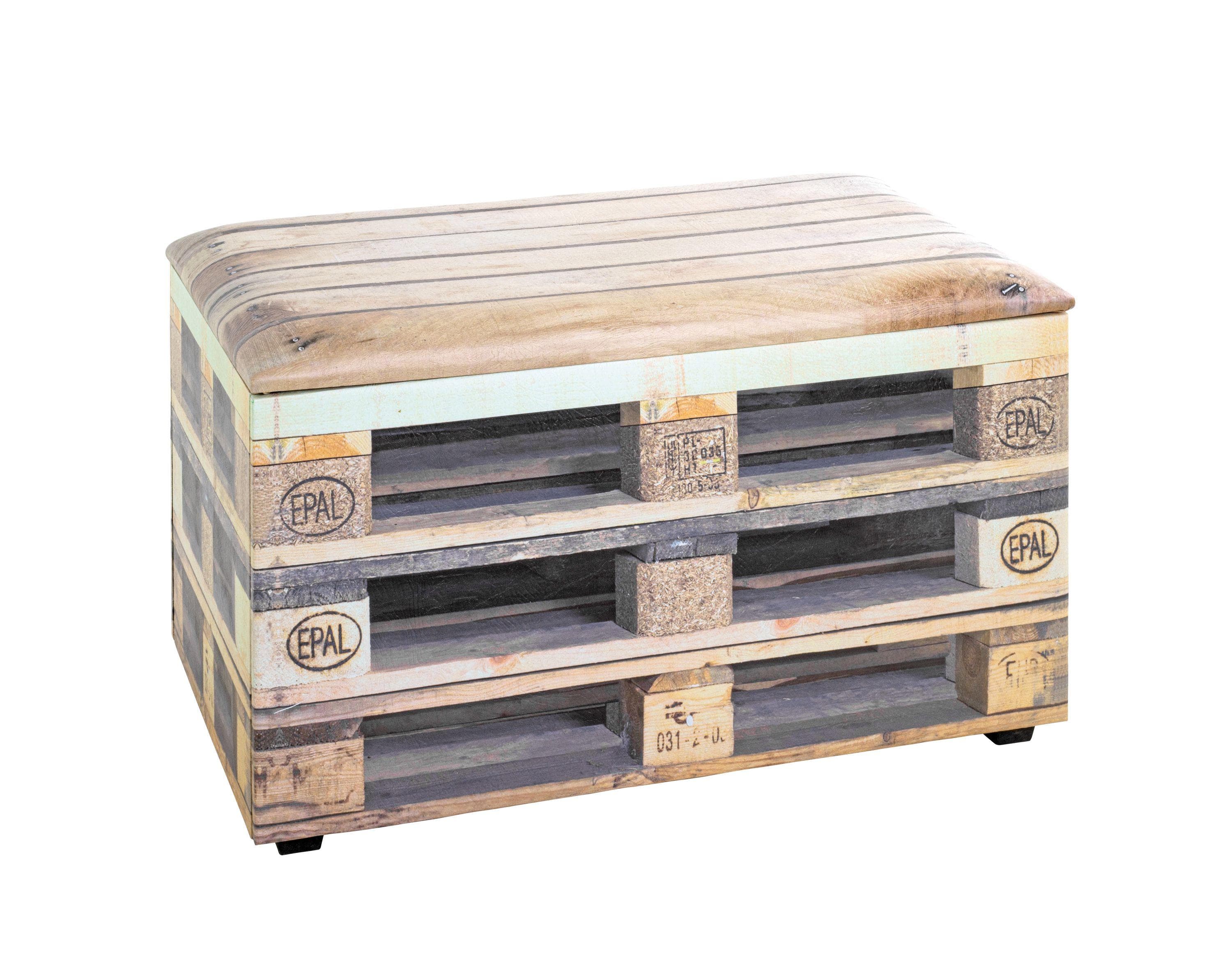 HAKU Truhenbank Sitztruhe Kunstleder Motivdruck "Palette"