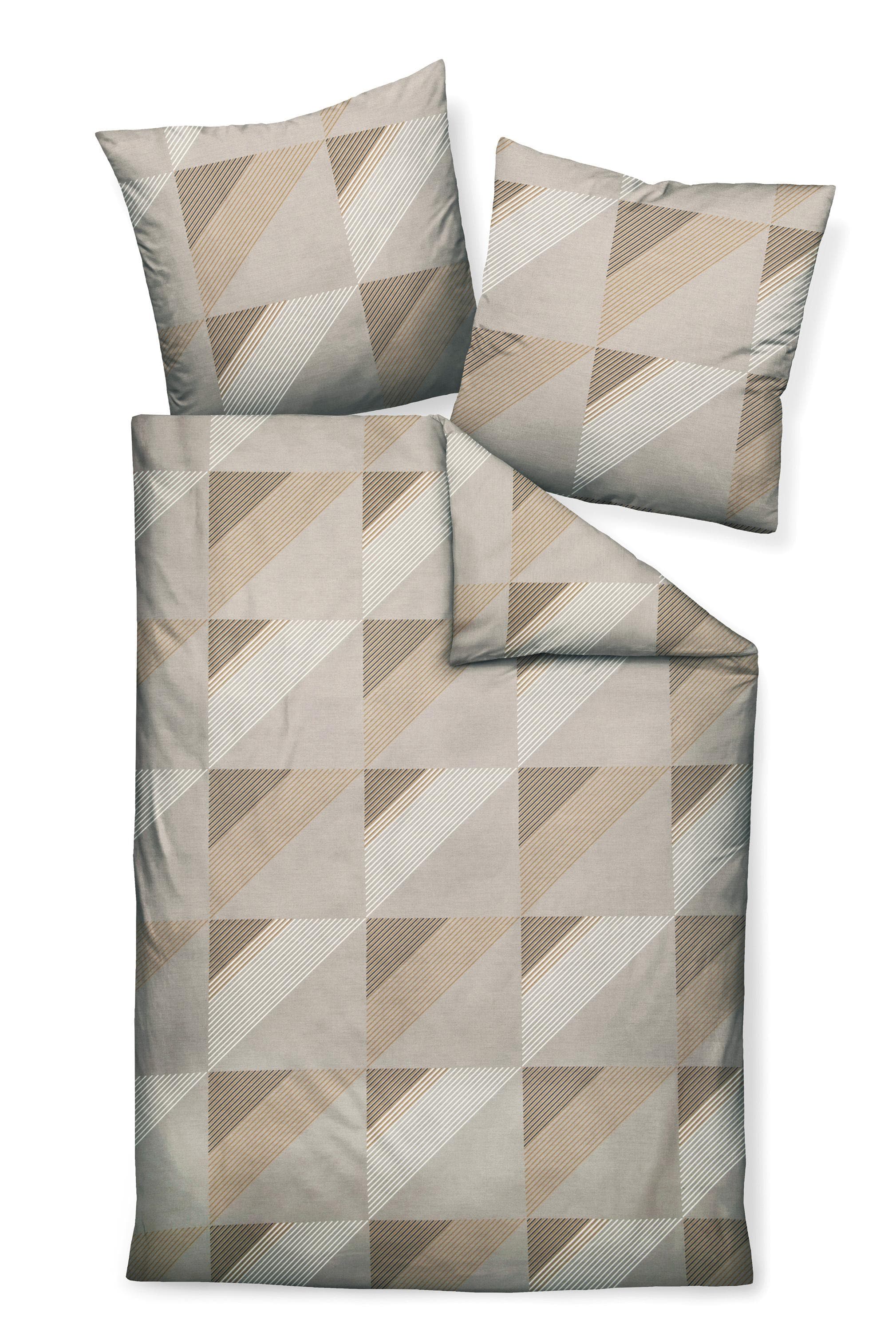 Janine Bettwäsche J. D.87065 06, Mako-Satin, 3 teilig, mit Reißverschluss, 100% Baumwolle|Janine Bettwäsche Mako-Satin Bettwäsche 200x220,2x80x80 J. D. taupe, Bettbezug Kopfkissenbezug Set kuschelig weich hochwertig